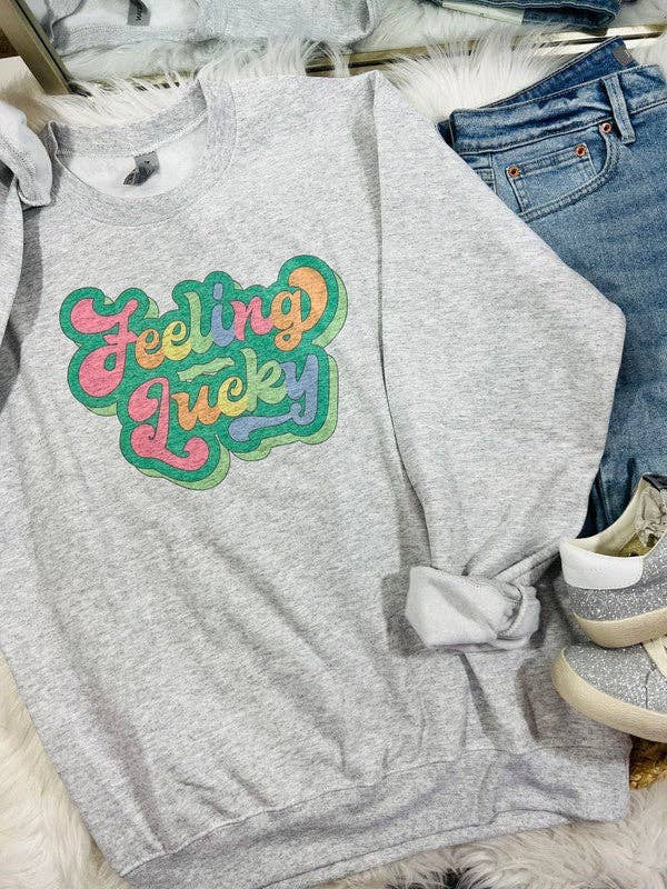 Feeling Lucky Retro Rainbow Sweatshirt T-Shirts, Hoodie | PodTeesHub.com