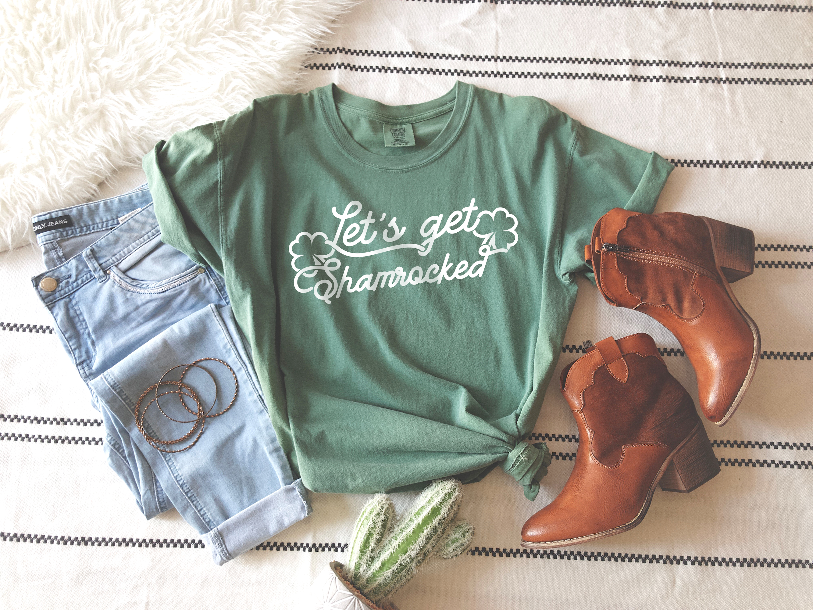 Let's Get Shamrocked, St. Patricks Day, Trendy Tee Hoodie, Sweatshirt | PodTeesHub.com