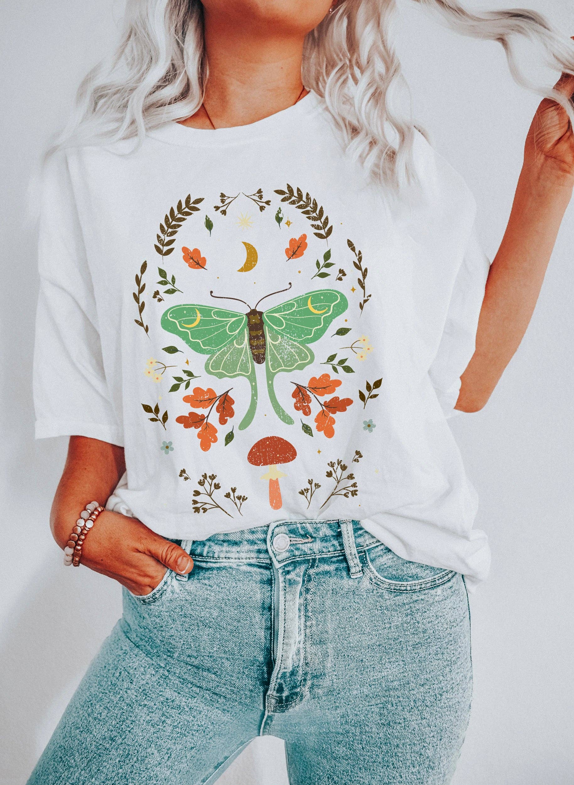 Moth and Ferns Vintage T-Shirt Hoodie, Sweatshirt | PodTeesHub.com