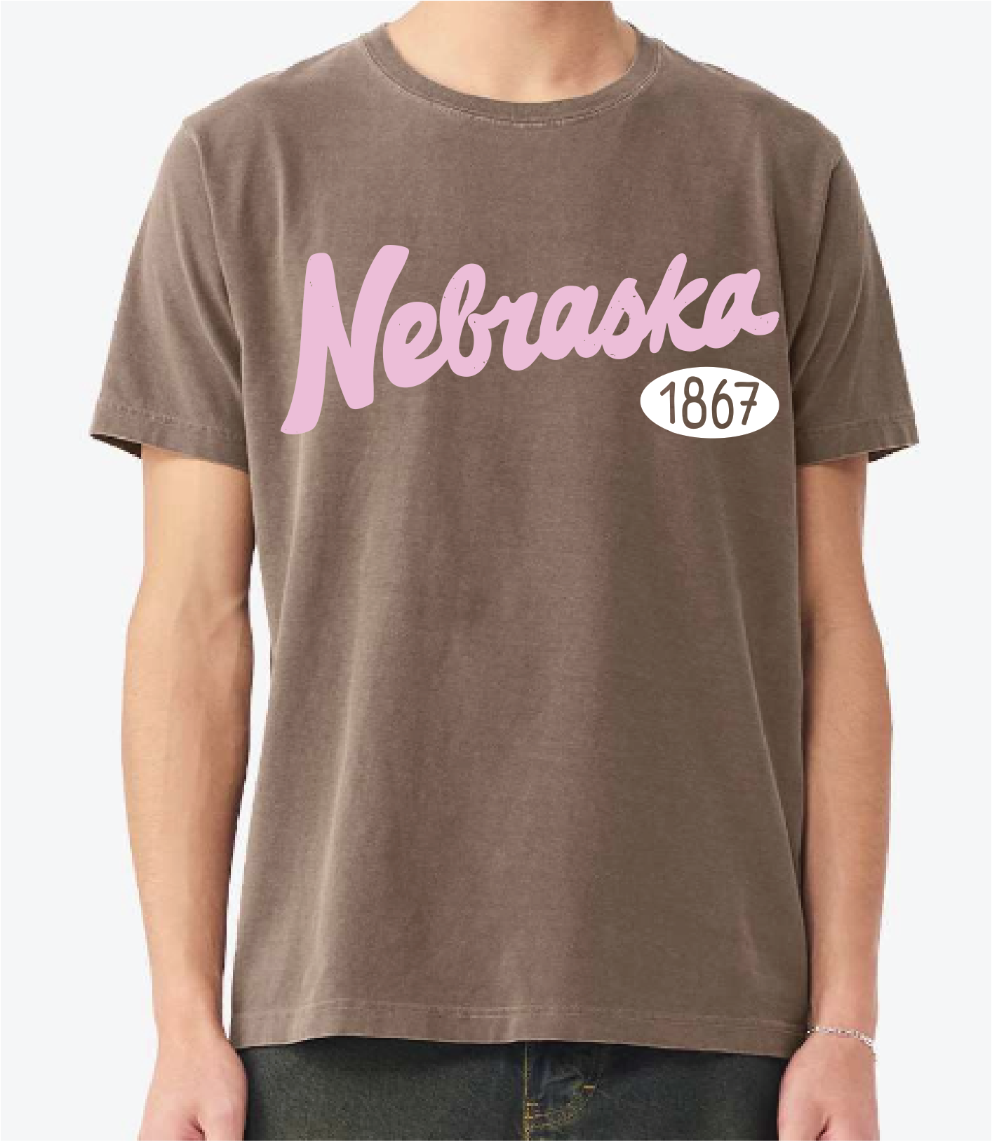 Nebraska 1867 Puff Ink Washed Cocoa Heavyweight Tee Hoodie, Sweatshirt | PodTeesHub.com