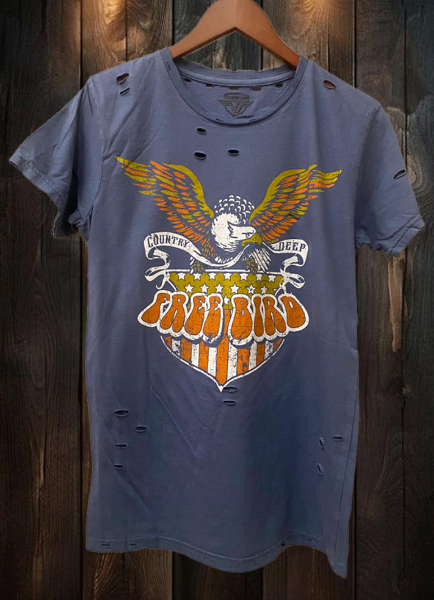 Free Bird Shield Distressed Vintage Unisex T Shirt Hoodie, Sweatshirt | PodTeesHub.com