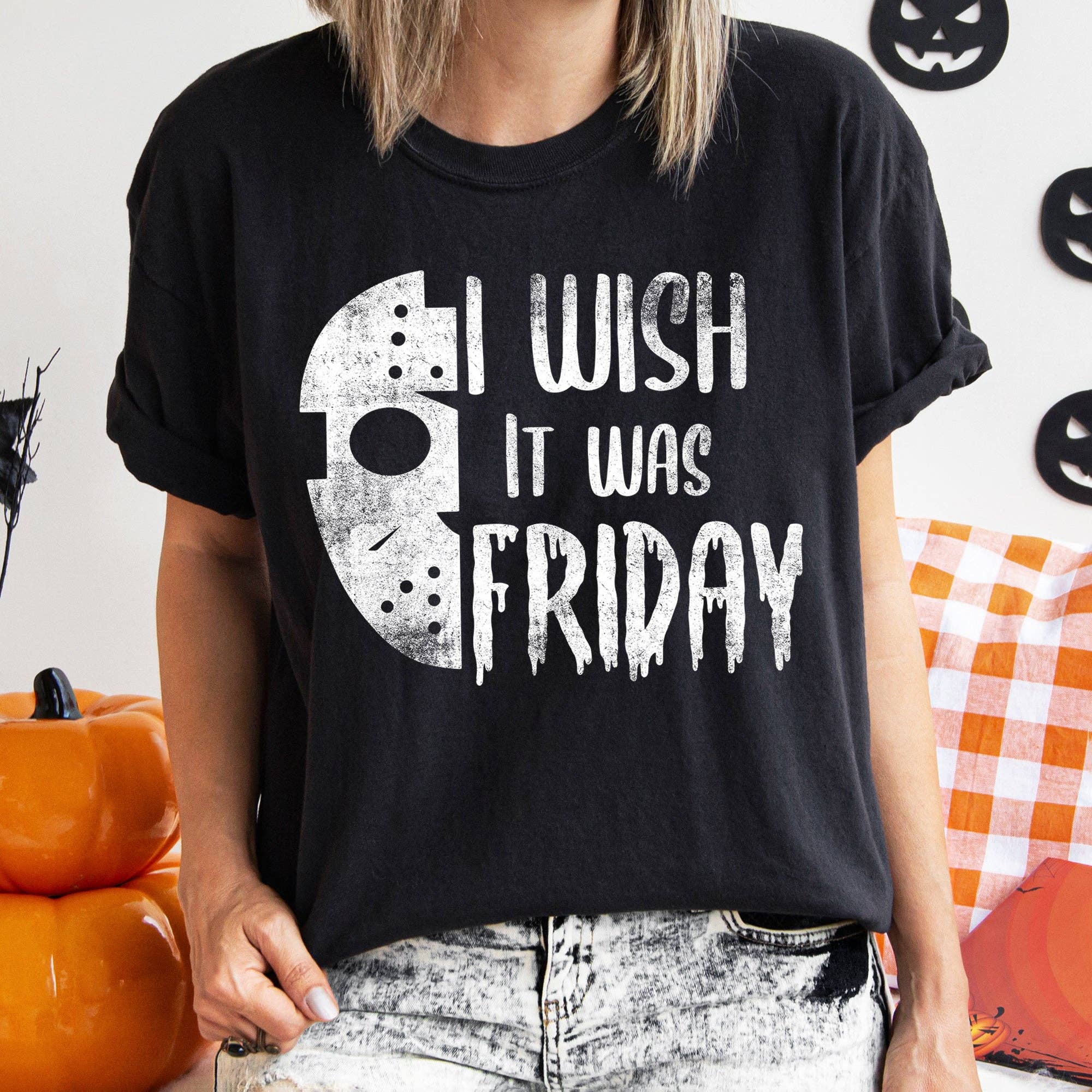 I Wish It Was Friday Retro Halloween T-Shirt White Print Hoodie, Sweatshirt | PodTeesHub.com
