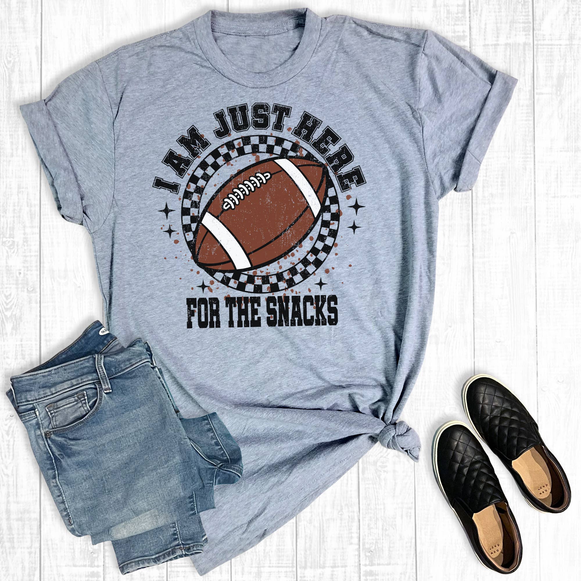 The Big Game Football Just Here For the Snacks Graphic Tee Hoodie, Sweatshirt | PodTeesHub.com