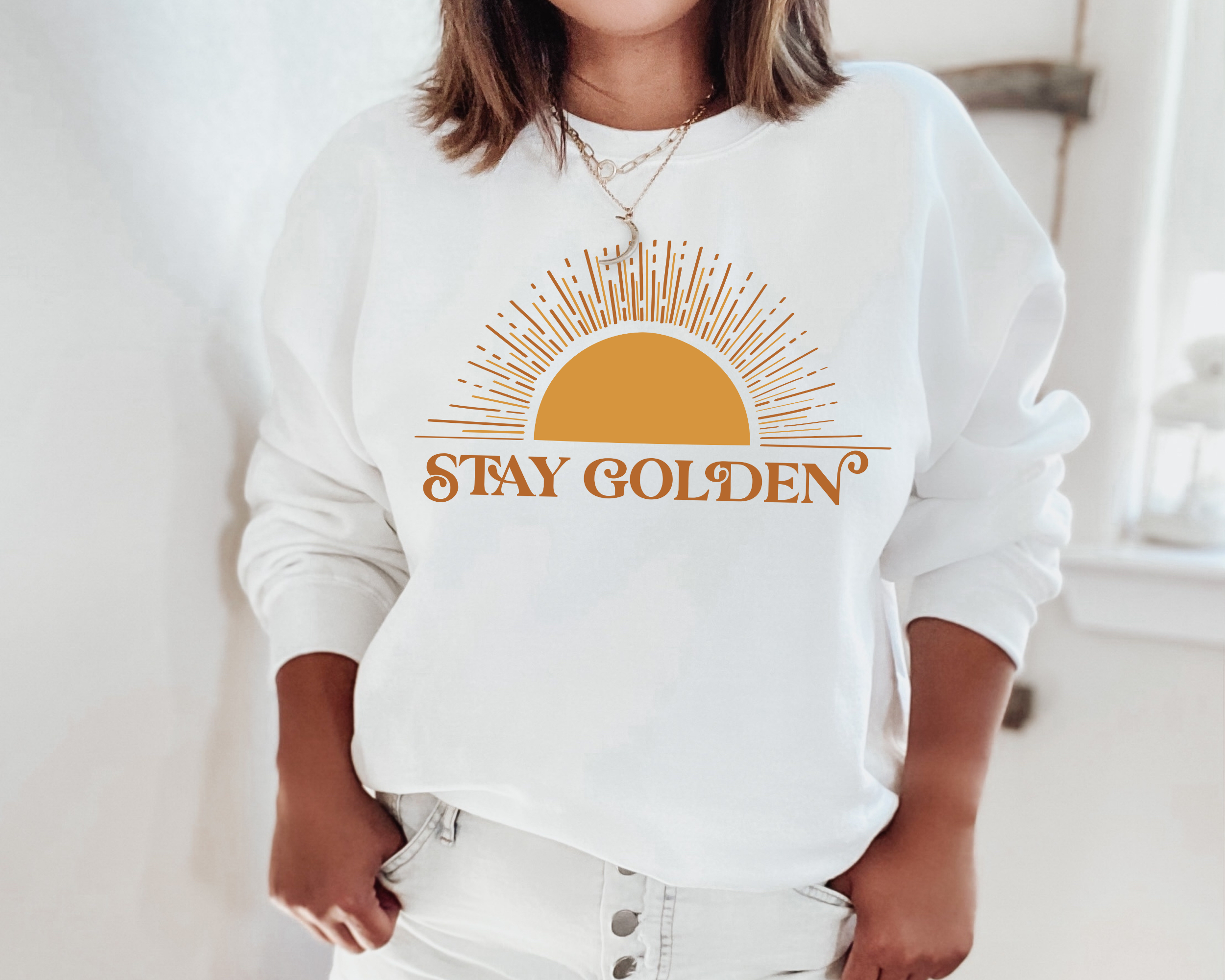 Stay Golden, Summer Sweatshirt, Summertime Trendy Apparel T-Shirts, Hoodie | PodTeesHub.com