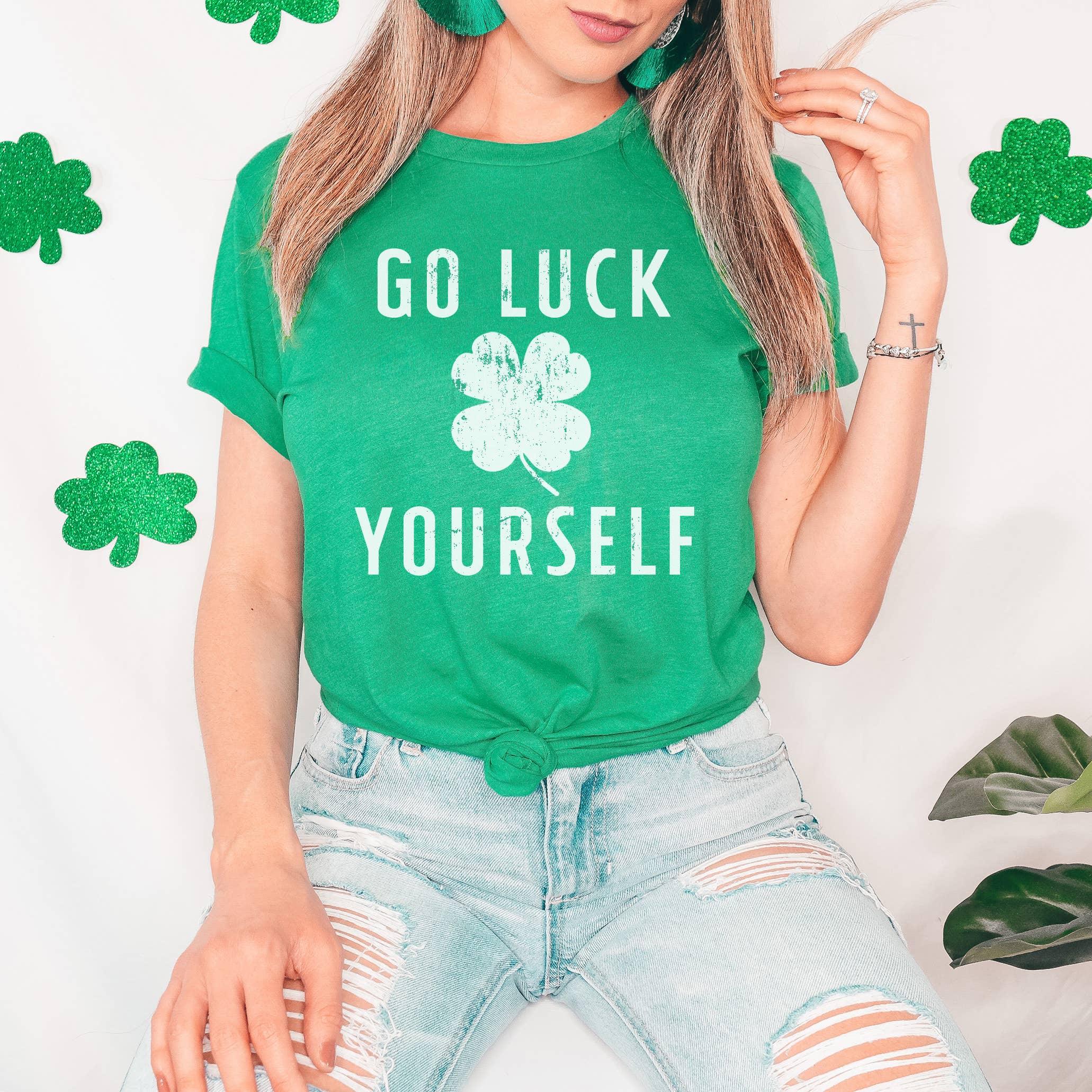 Go Luck Yourself Funny St Patrick's Day Shirt, St. Patrick Hoodie, Sweatshirt | PodTeesHub.com