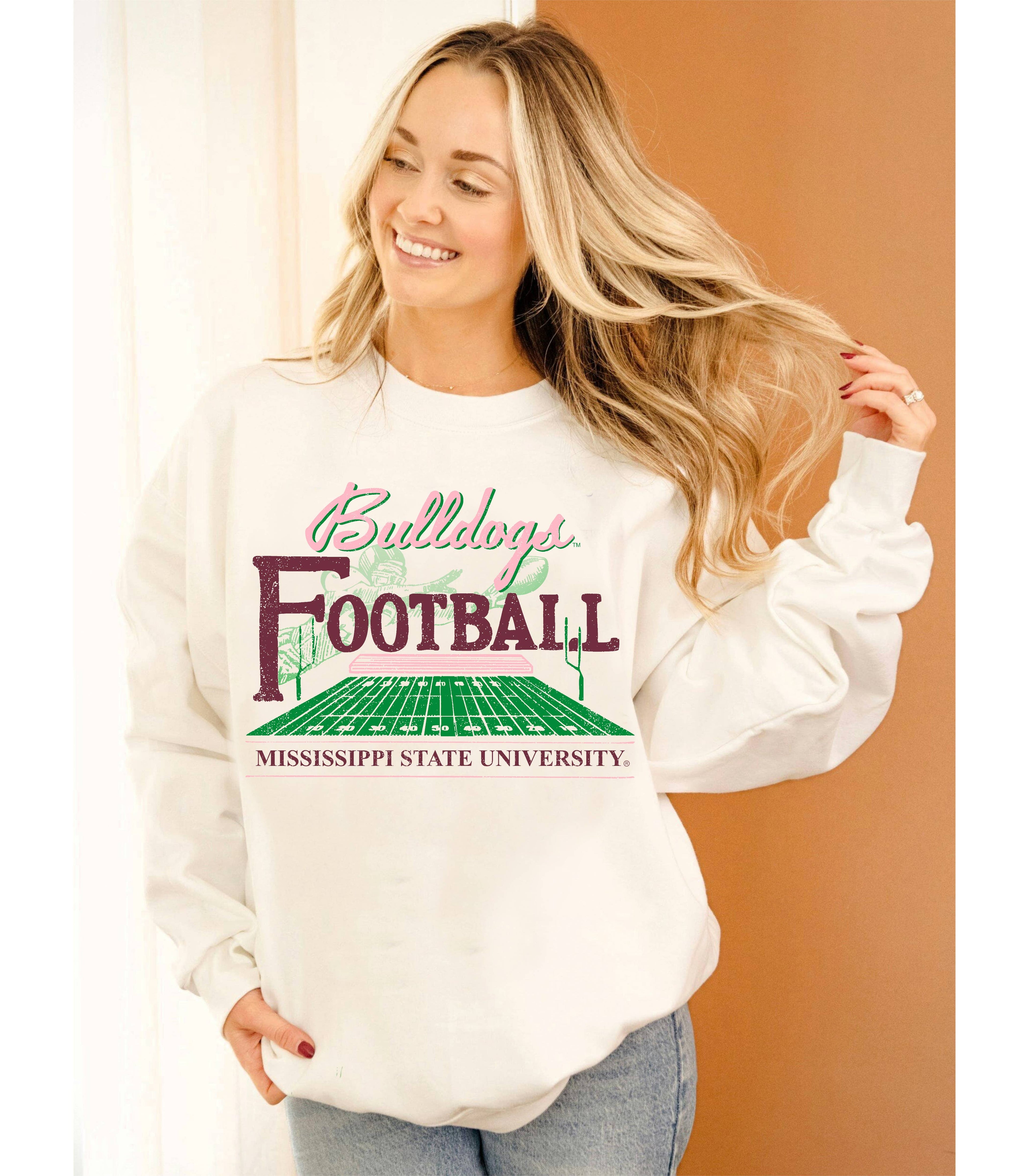 Mississippi State Bulldogs Football Field White Sweatshirt T-Shirts, Hoodie | PodTeesHub.com