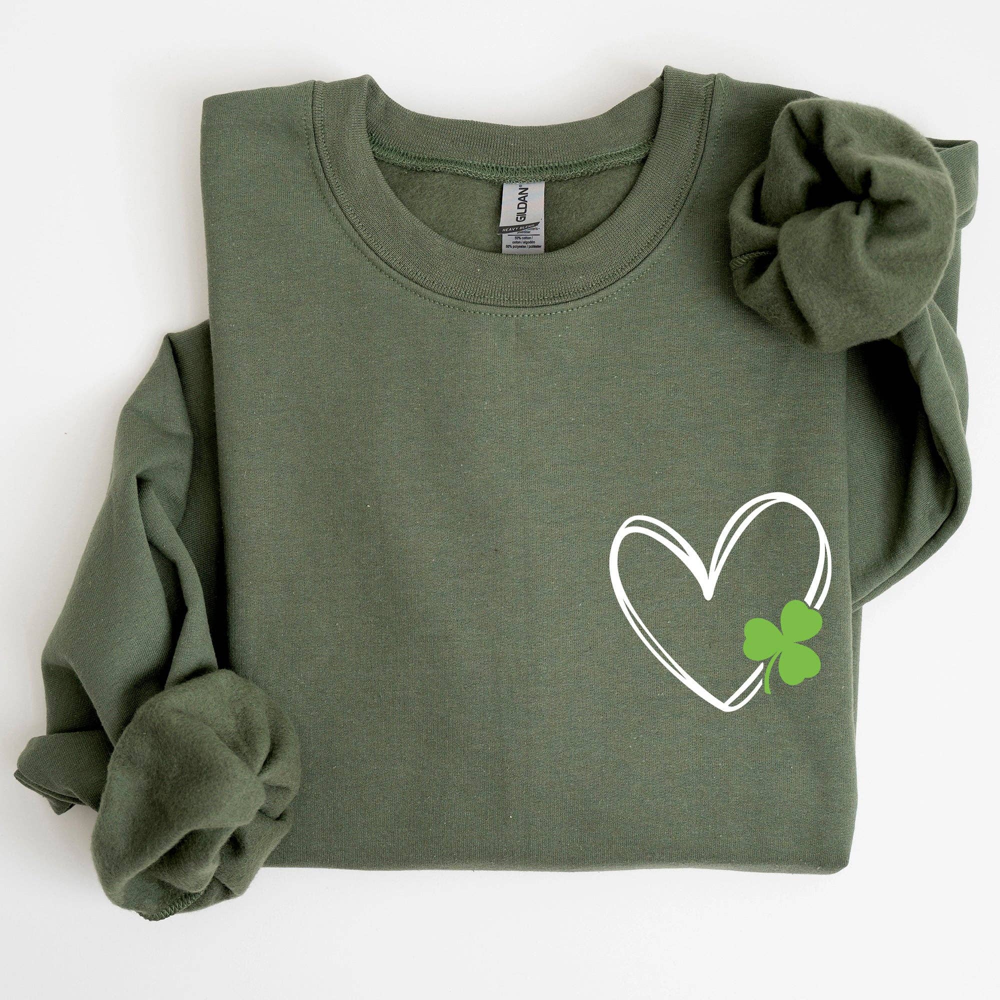 Double Heart with Shamrock, St Patrick's Day Sweatshirt T-Shirts, Hoodie | PodTeesHub.com
