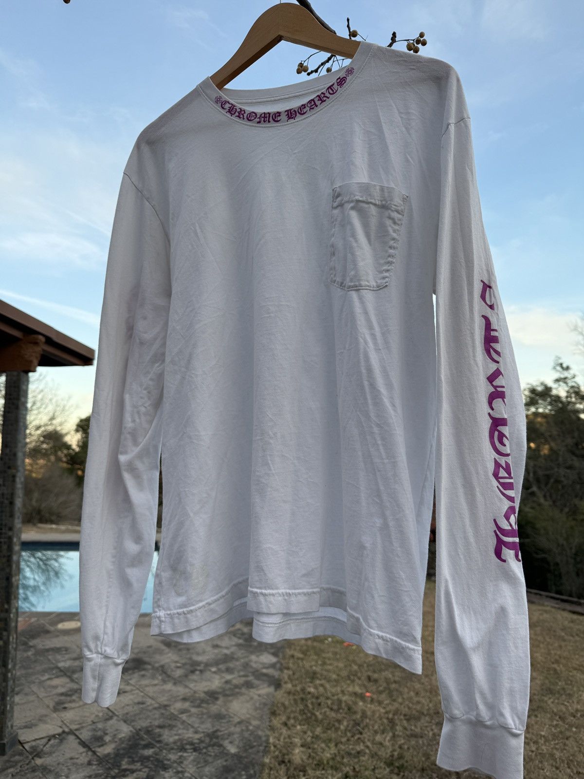 Hearts Chrome Hearts Purple Letter Collar Long Sleeve T Shirt Tee Hoodie, Sweatshirt | PodTeesHub.com