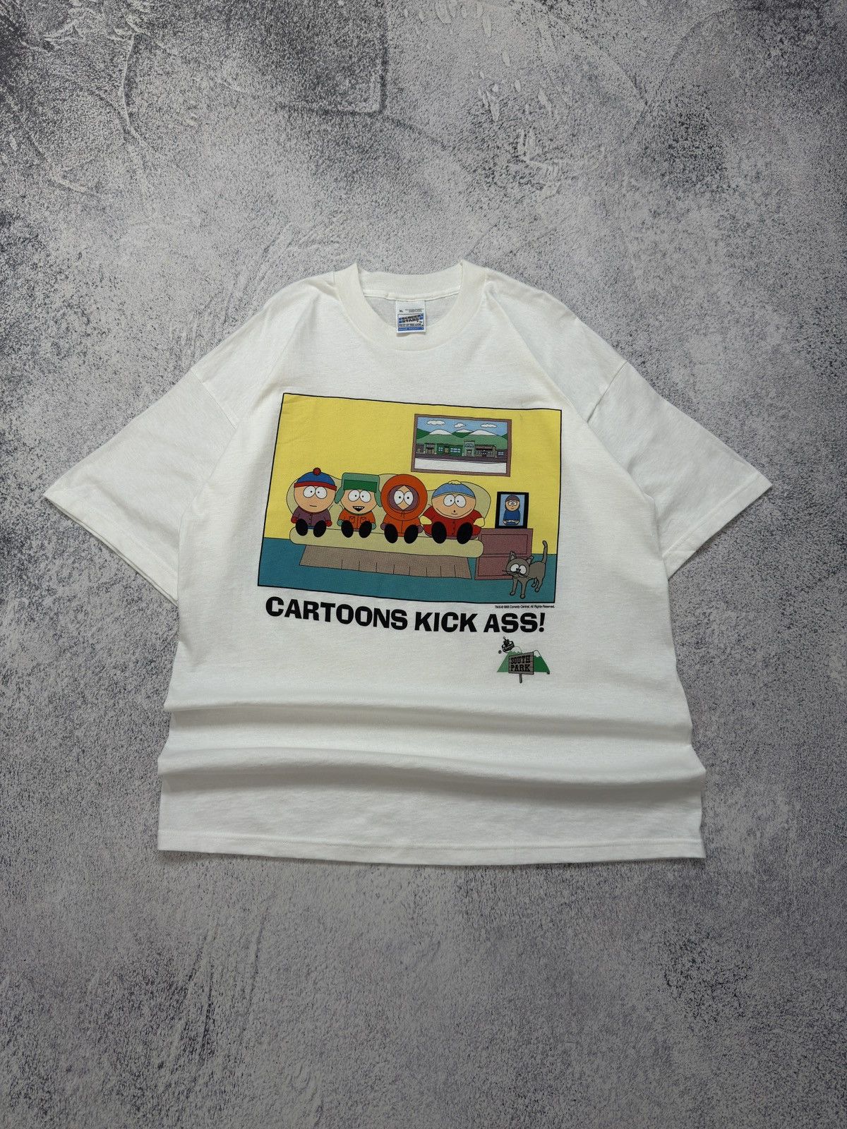 Other Vtg 1998 Comedy Central South Park Cartoons Kick Ass T Shirt Hoodie, Sweatshirt | PodTeesHub.com