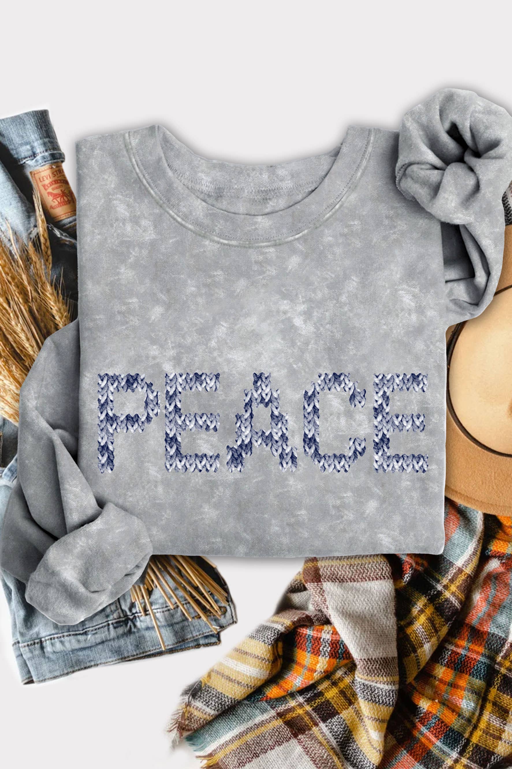Peace Sweater Graphic Mineral Brushed Sweatshirt T-Shirts, Hoodie | PodTeesHub.com