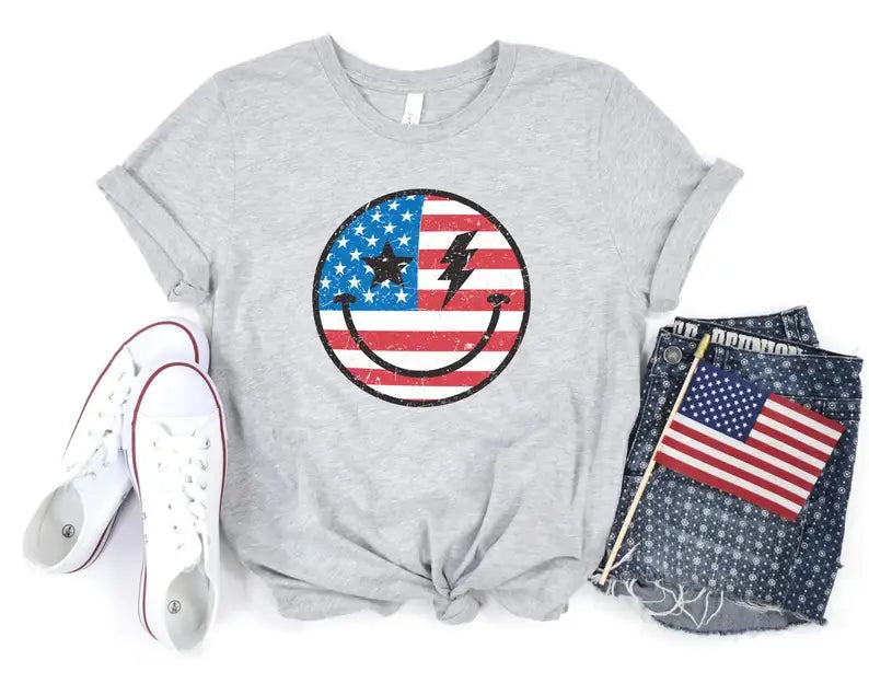 4th of July Smiley T-Shirt Hoodie, Sweatshirt | PodTeesHub.com