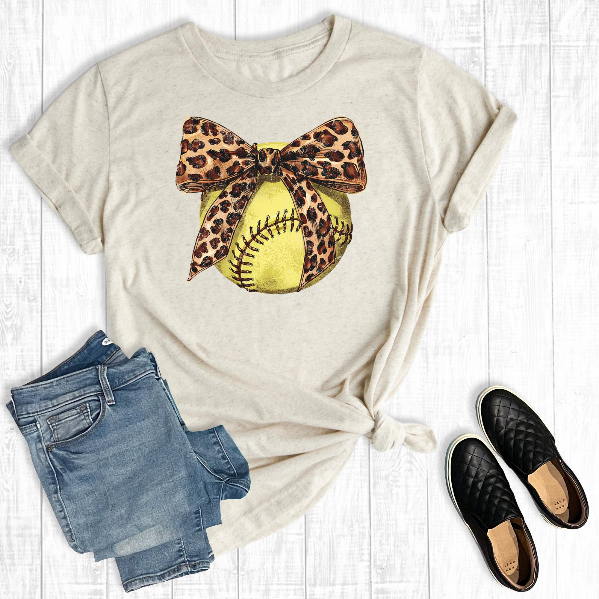 Leopard Coquette Softball Graphic Tee Hoodie, Sweatshirt | PodTeesHub.com