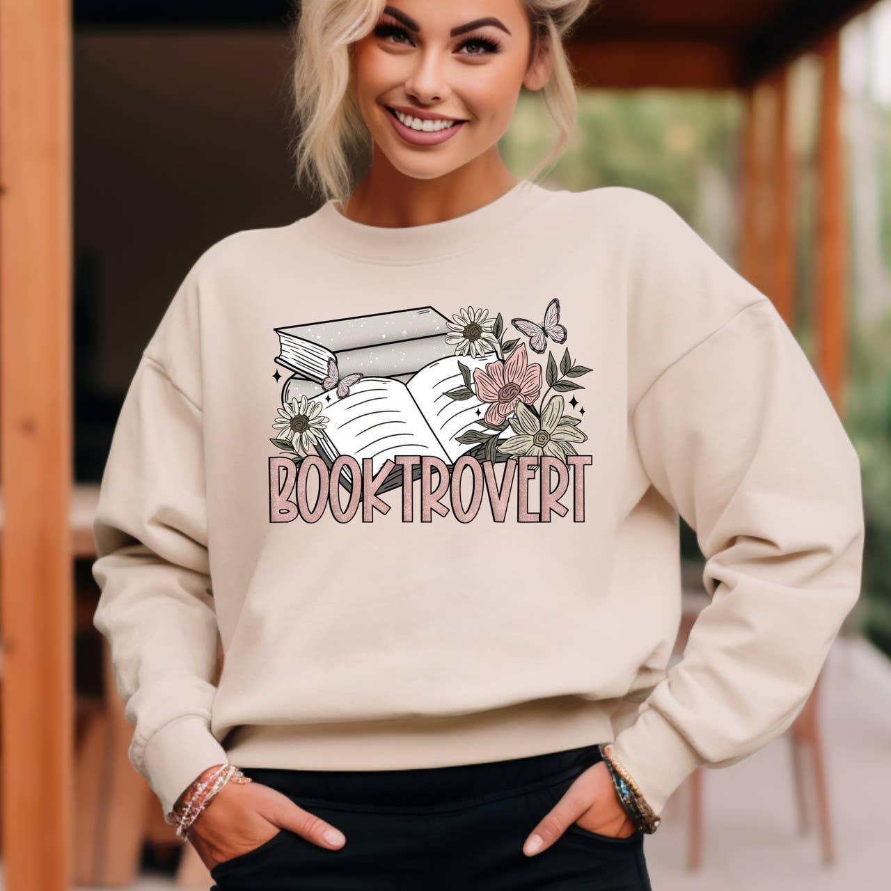 Booktrovert Crewneck Sweatshirt T-Shirts, Hoodie | PodTeesHub.com