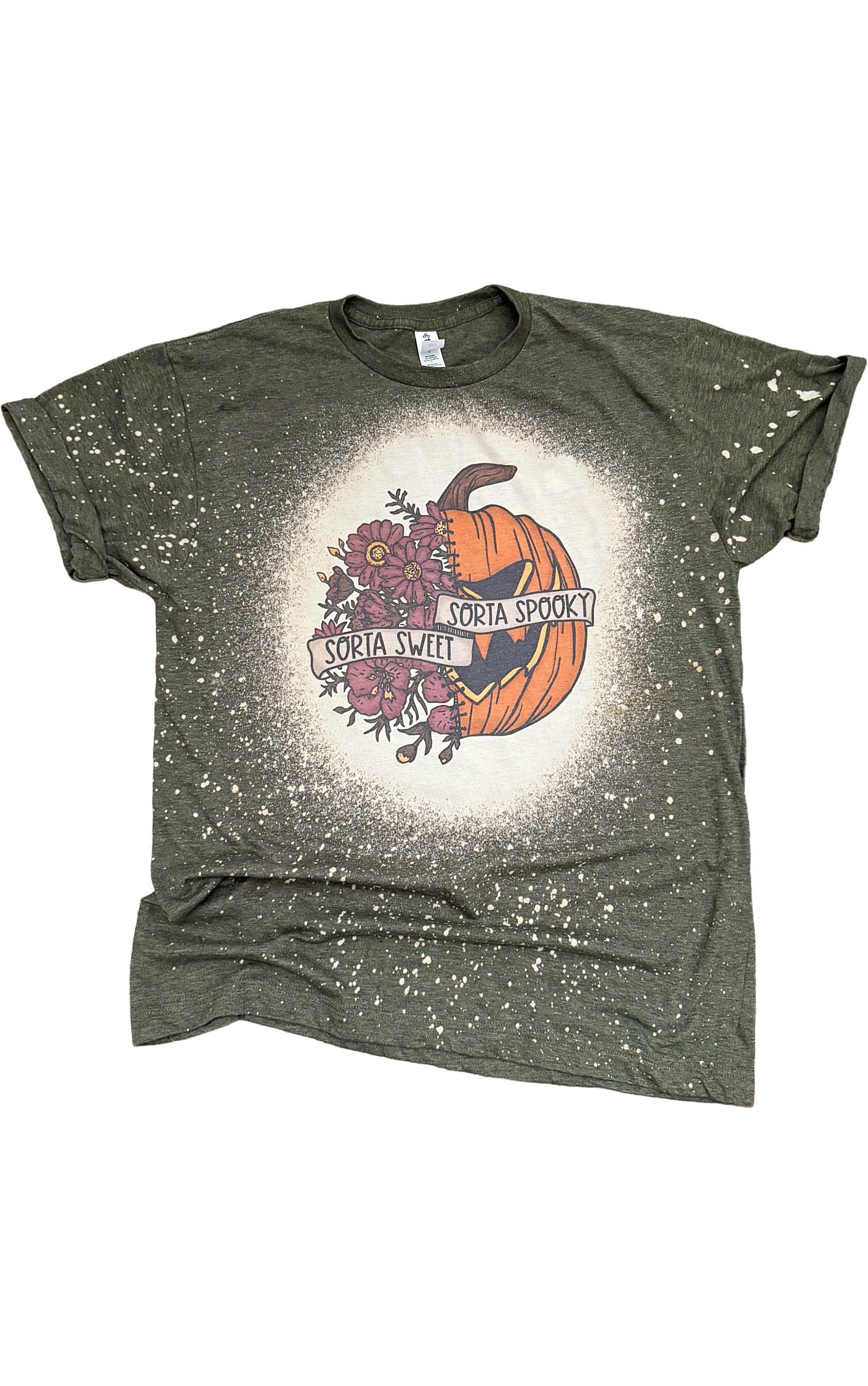 Sorta Sweet Sorta Spooky Halloween Bleached Tee Hoodie, Sweatshirt | PodTeesHub.com