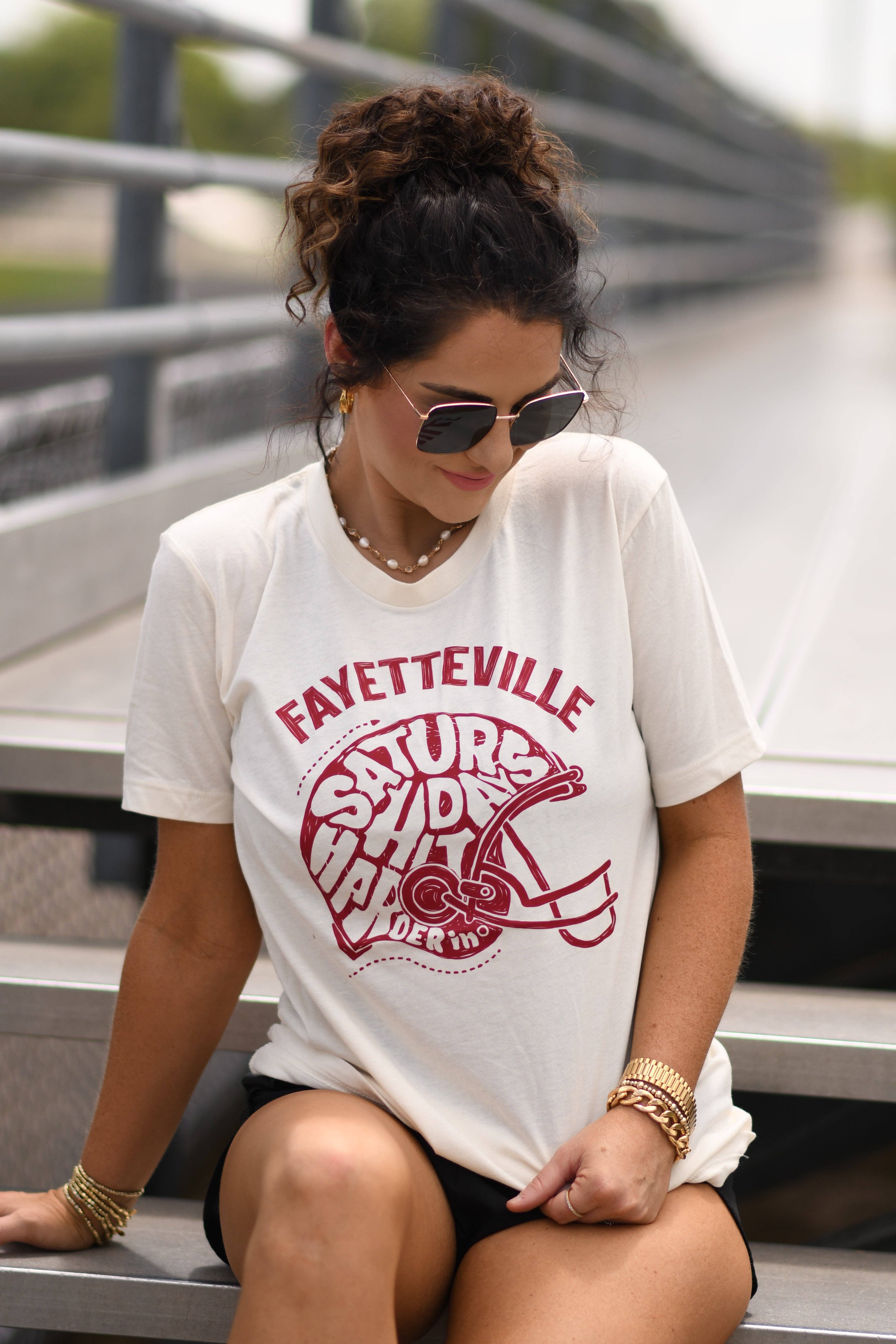 Saturdays Hit Harder in Fayetteville Tee Hoodie, Sweatshirt | PodTeesHub.com