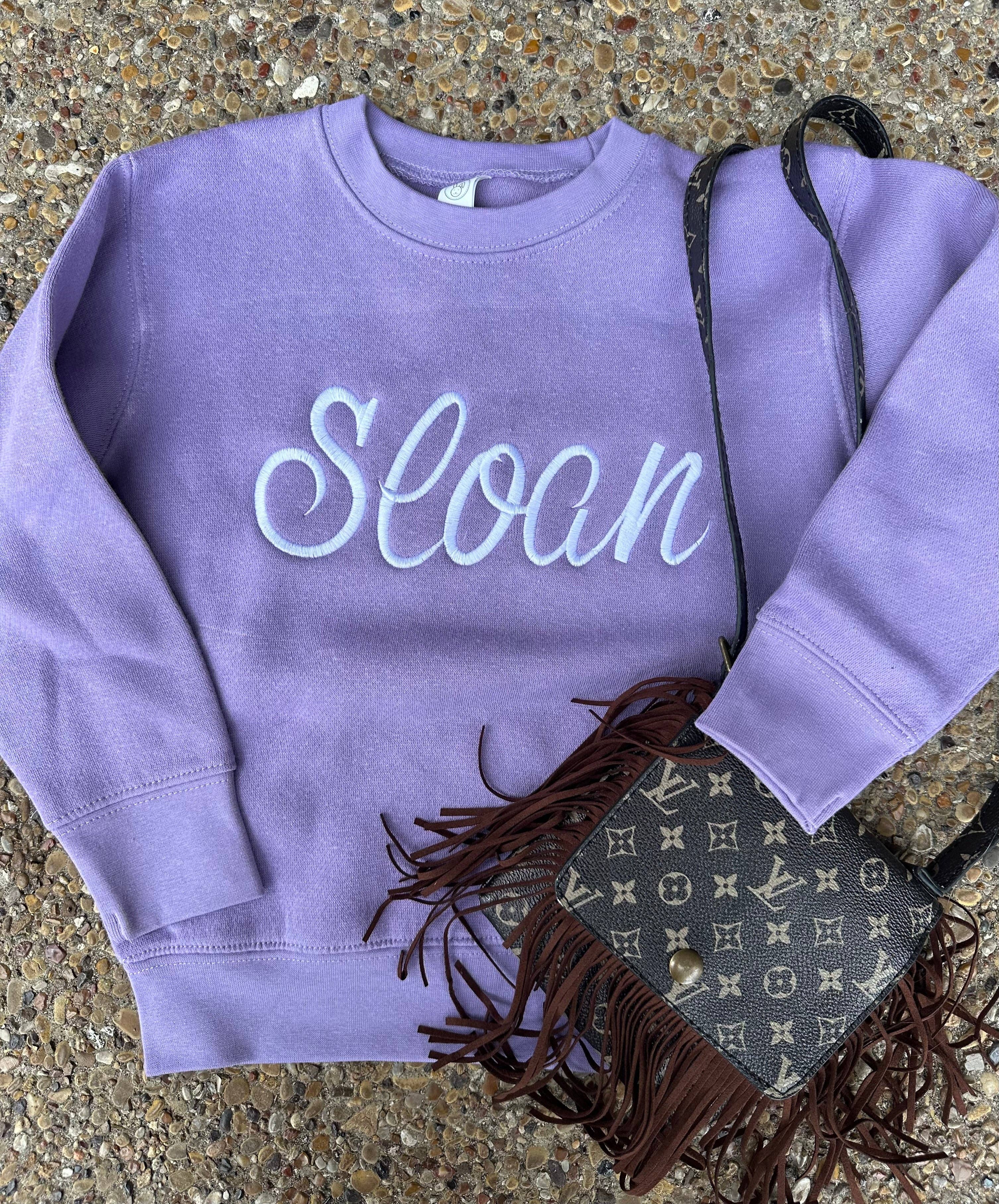 Violet Custom Embroidered Name Youth Sweatshirt T-Shirts, Hoodie | PodTeesHub.com
