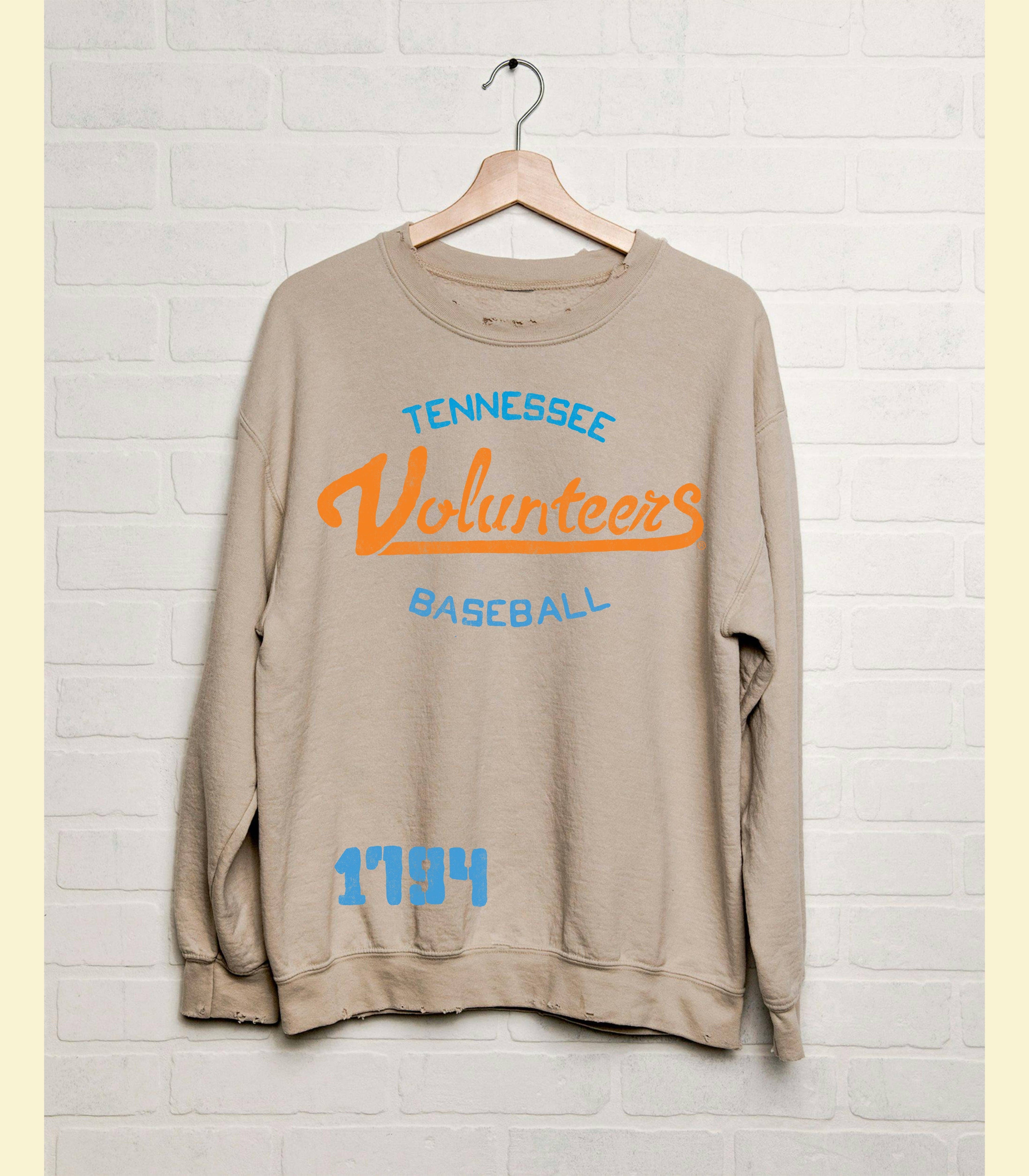 Tennessee Vols Baseball Stencil Sand Thrifted Sweatshirt T-Shirts, Hoodie | PodTeesHub.com