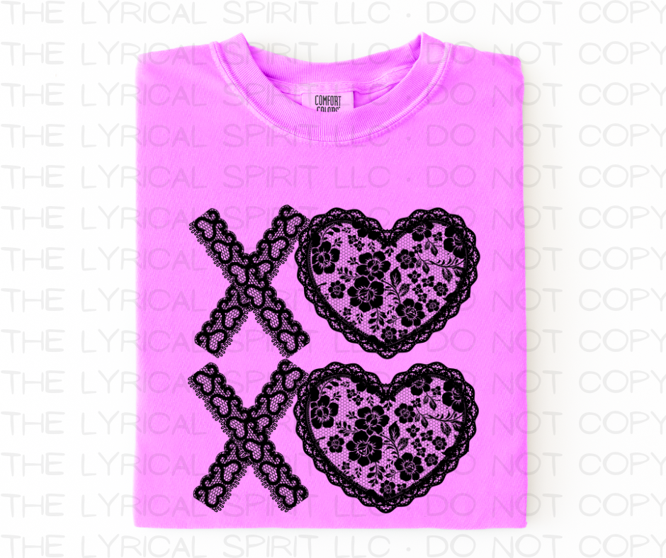 Exclusive Xoxo Black Lace T-Shirt Hoodie, Sweatshirt | PodTeesHub.com