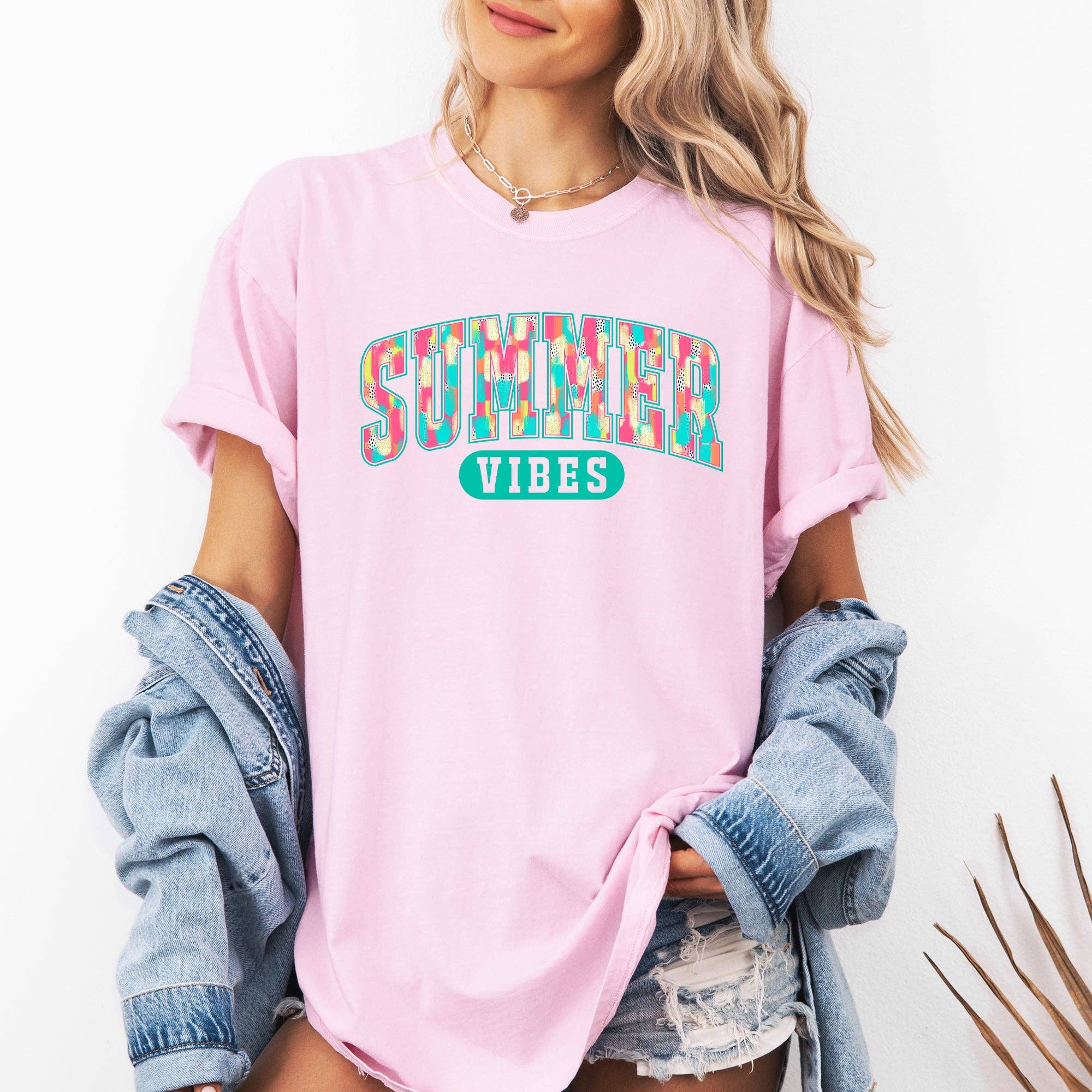 Summer Vibes, Varsity, Retro, Beach, Comfort Colors T-Shirt Hoodie, Sweatshirt | PodTeesHub.com