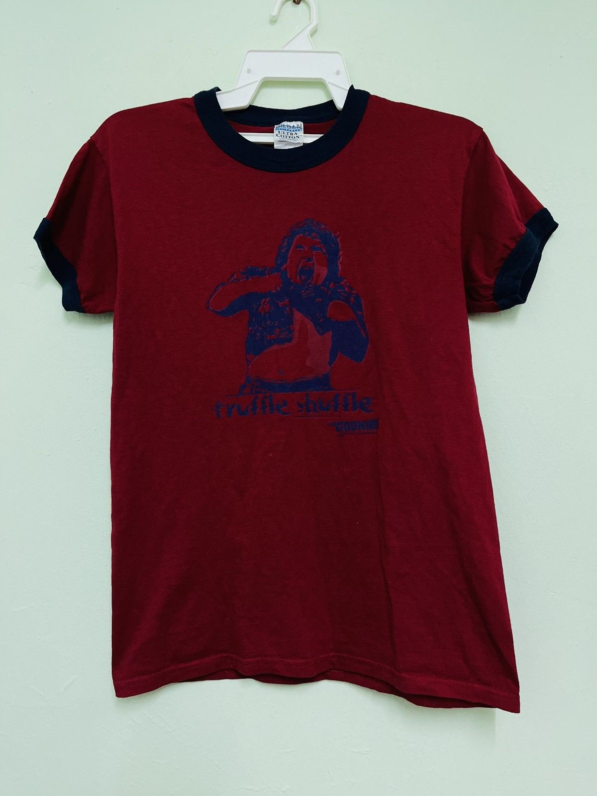 Vintage The Goonies Truffle Shuffle Film Tshirt Red Tee Hoodie, Sweatshirt | PodTeesHub.com
