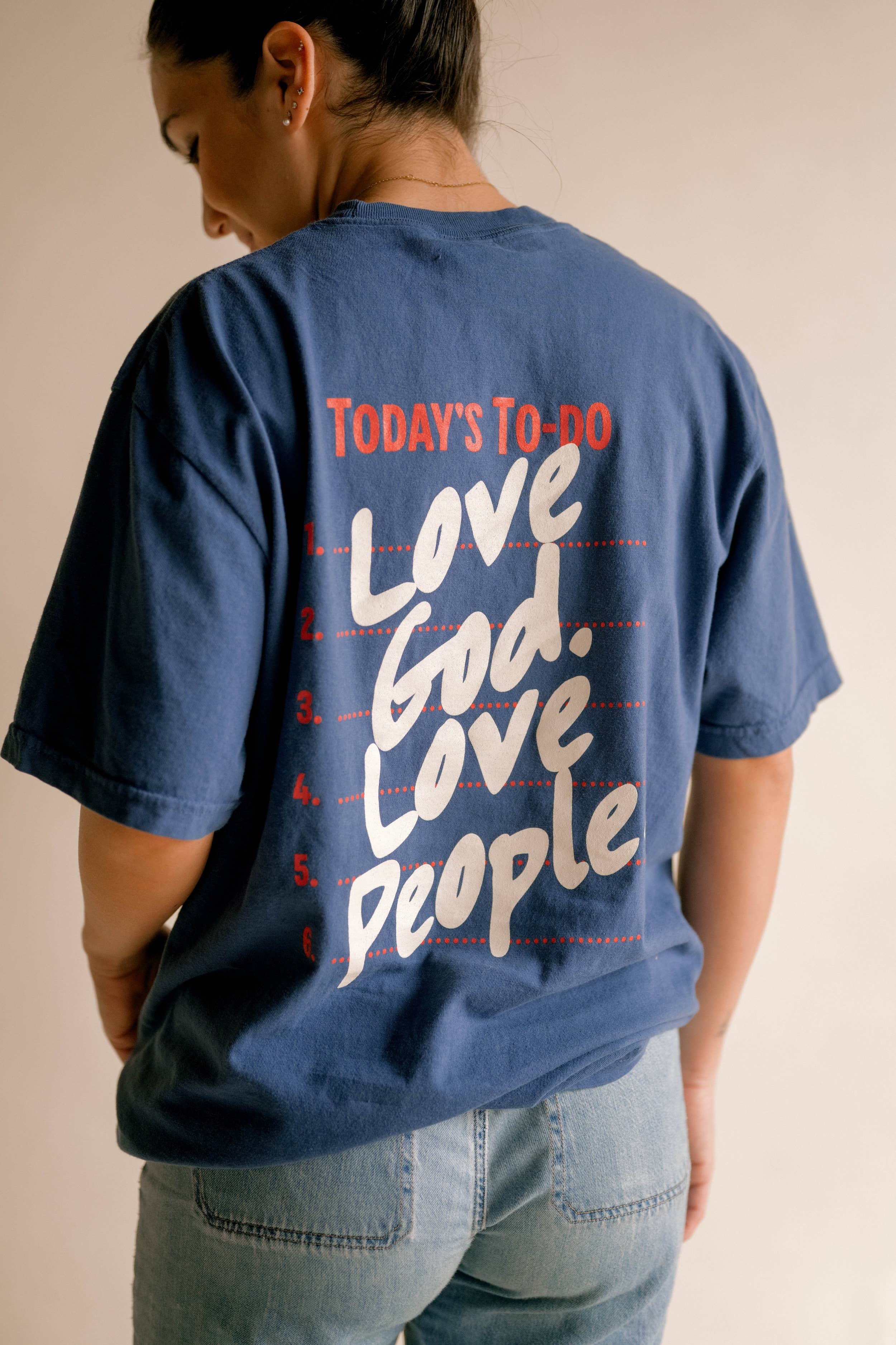 Love God Love People Tee- Classic Blue | Christian Tee Hoodie, Sweatshirt | PodTeesHub.com