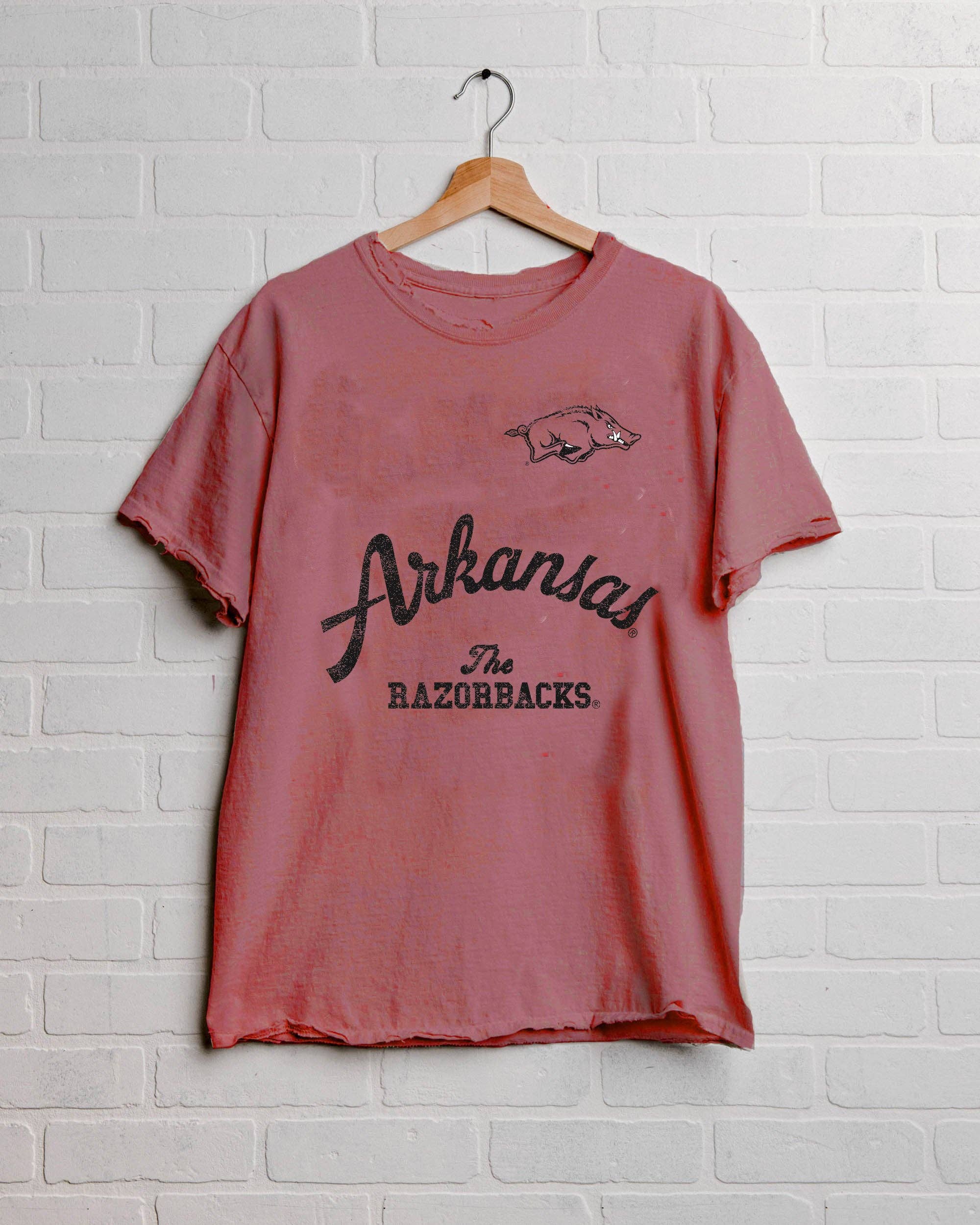 Arkansas Razorbacks Quality Red Thrifted Tee Hoodie, Sweatshirt | PodTeesHub.com