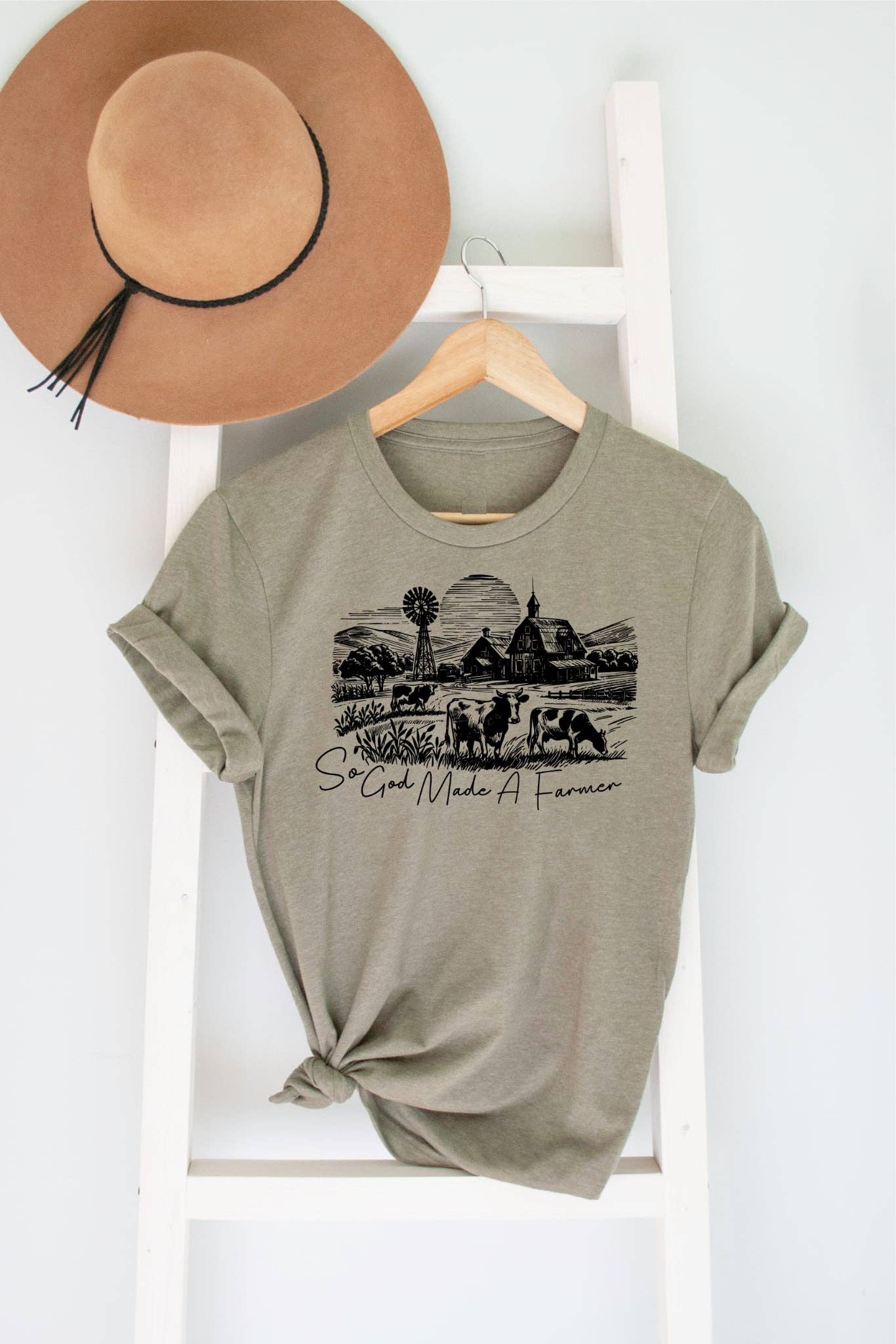 God Made Farmer Bella Olive Western Graphic Tee Free Ship Hoodie, Sweatshirt | PodTeesHub.com