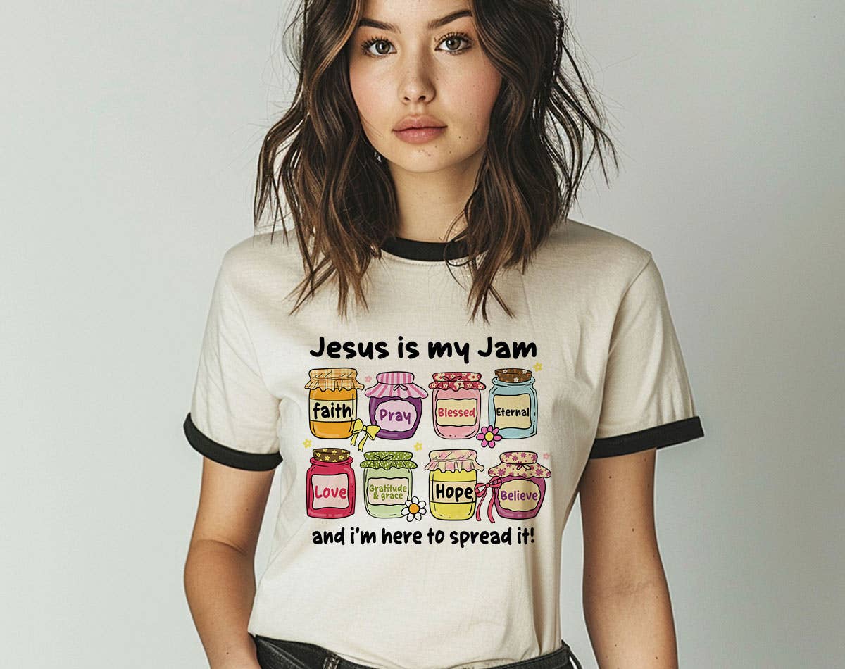 Jesus Is My Jam Cute Christian Faith Pray Ringer Shirt Hoodie, Sweatshirt | PodTeesHub.com