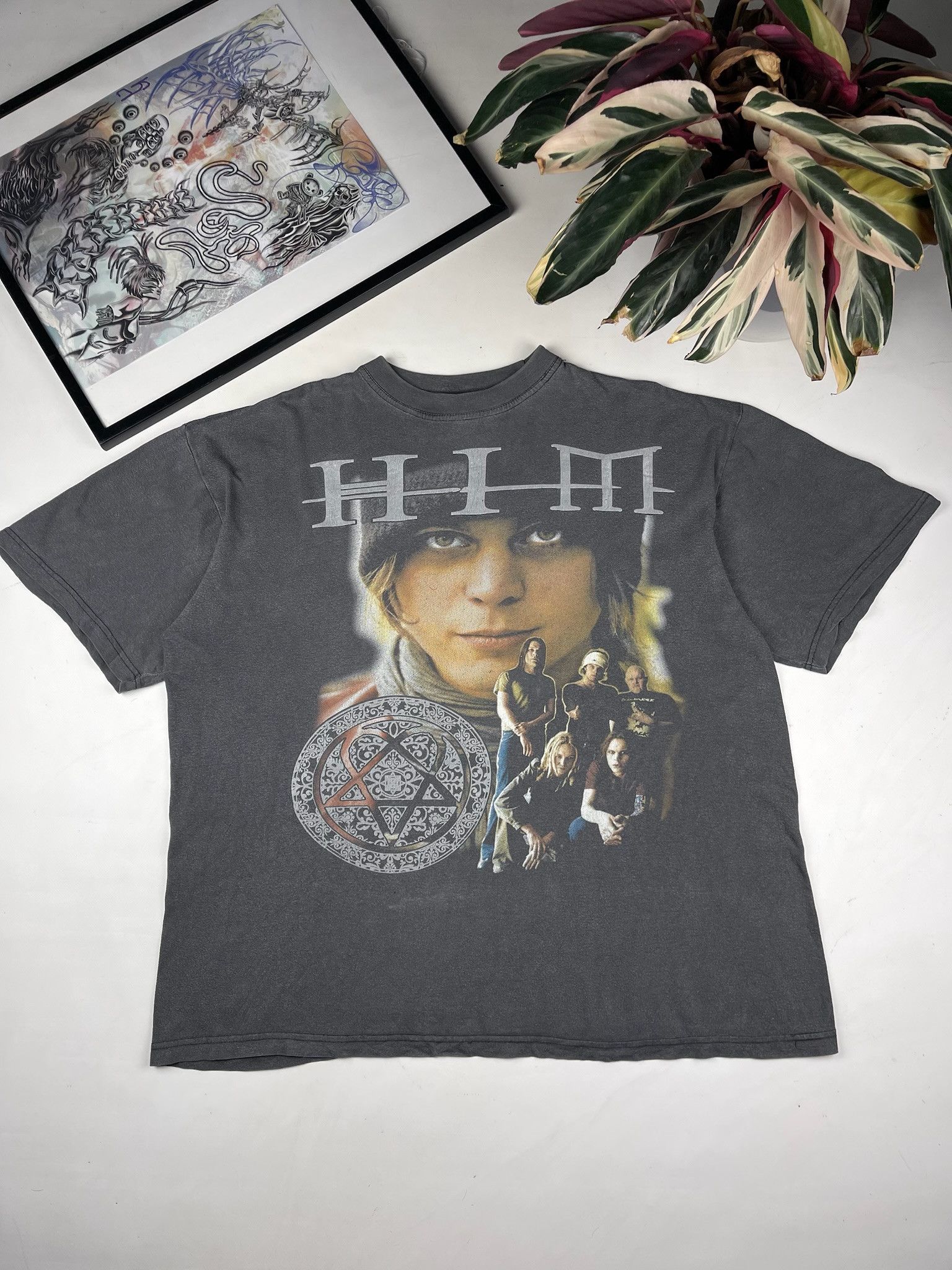 Band Tees Vintage Him Band Heartagram Faded T Shirt Hoodie, Sweatshirt | PodTeesHub.com