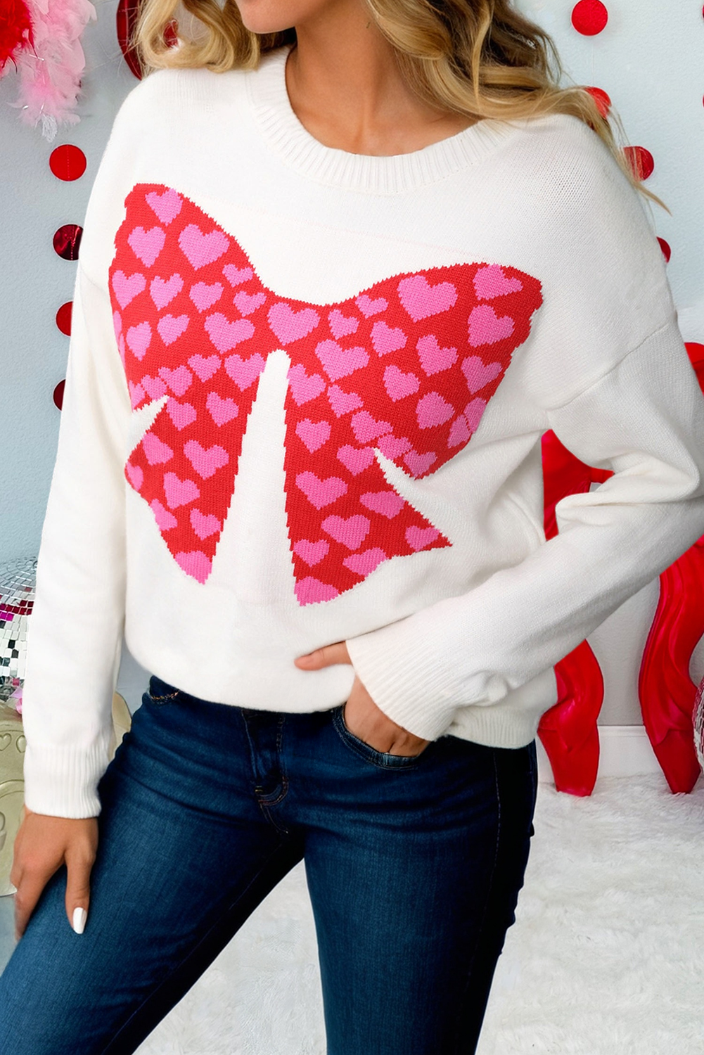 Heart Bow Graphic Valentine Sweater (S-Xl) T-Shirts, Hoodie, Sweatshirt | PodTeesHub.com
