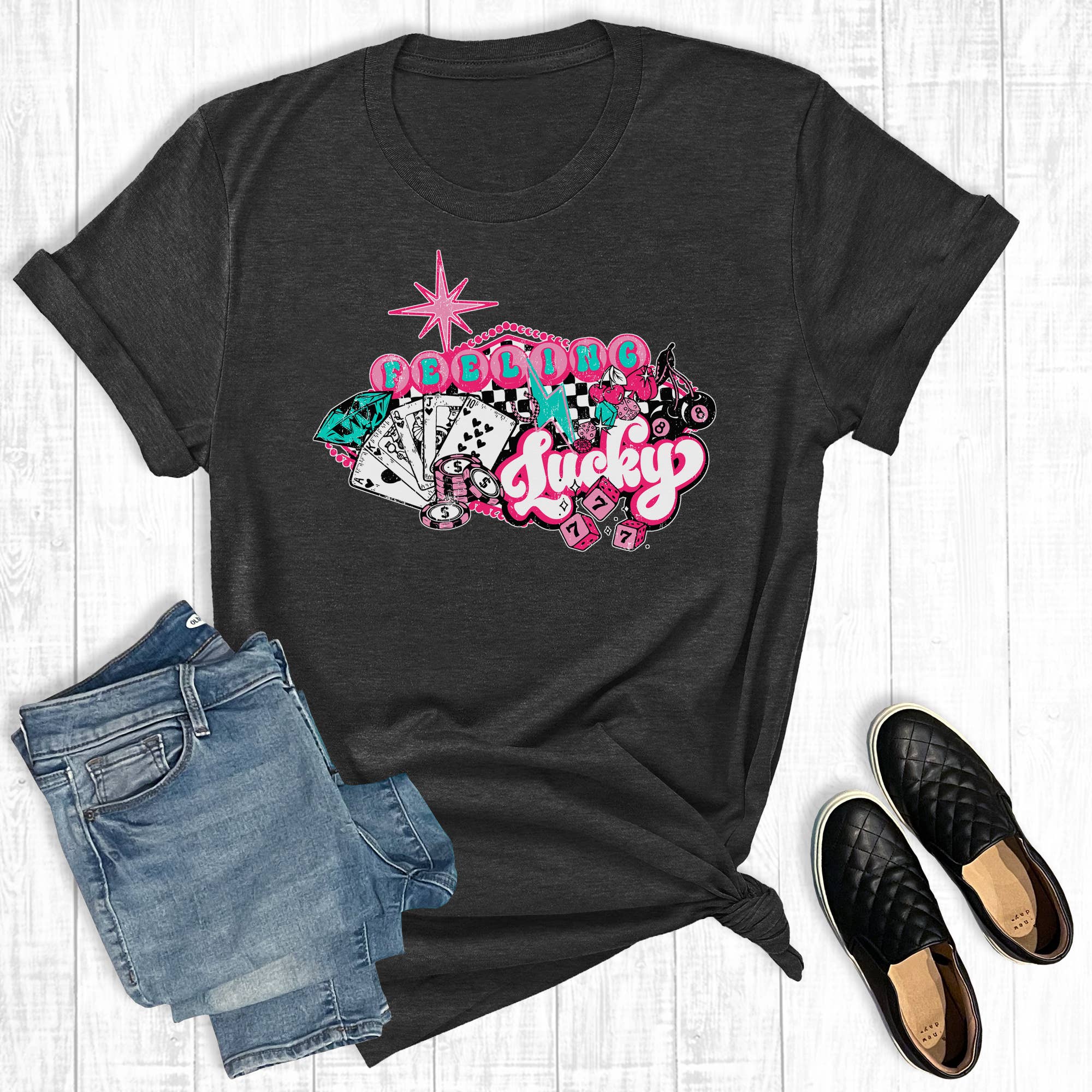Western Cowgirl Feeling Lucky Graphic Tee Hoodie, Sweatshirt | PodTeesHub.com