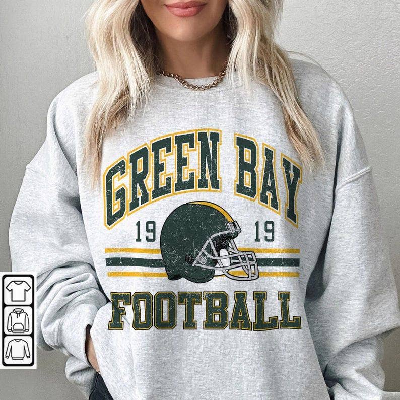 Vintage Green Bay Football Retro Crewneck Tee Hoodie, Sweatshirt | PodTeesHub.com