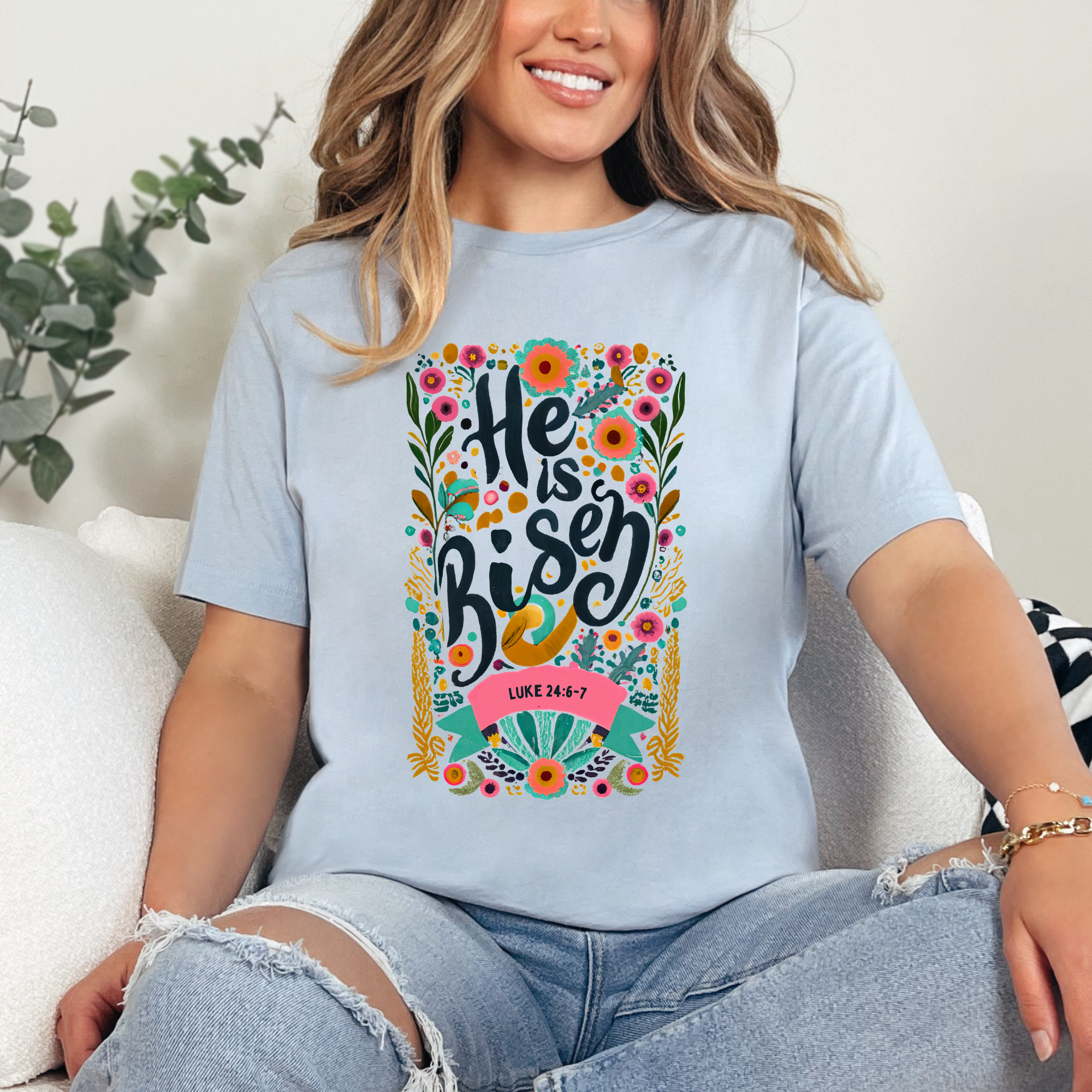 He Is Risen Easter Graphic Tee Hoodie, Sweatshirt | PodTeesHub.com