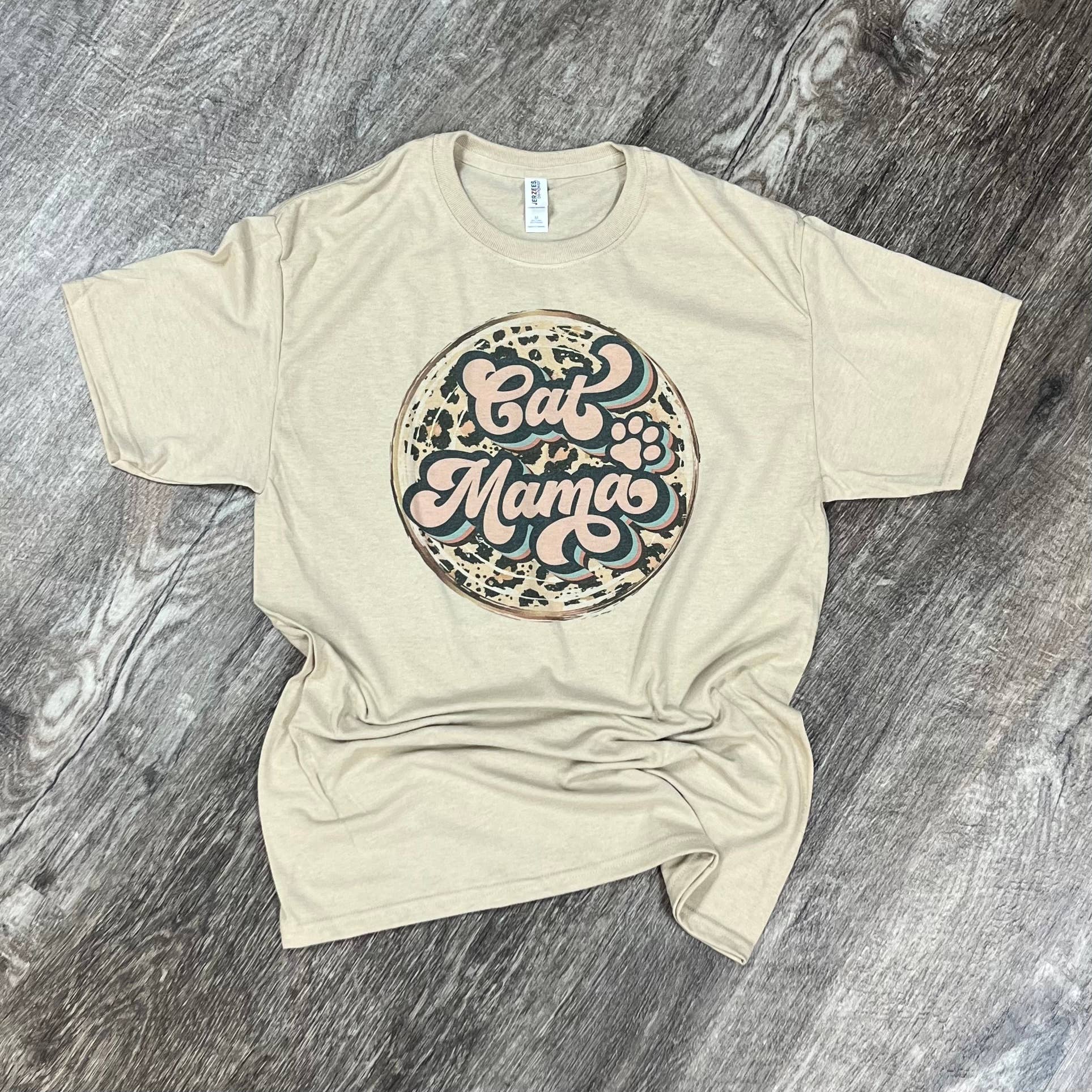 Cat Mama Leopard Print On Sand Tee Hoodie, Sweatshirt | PodTeesHub.com