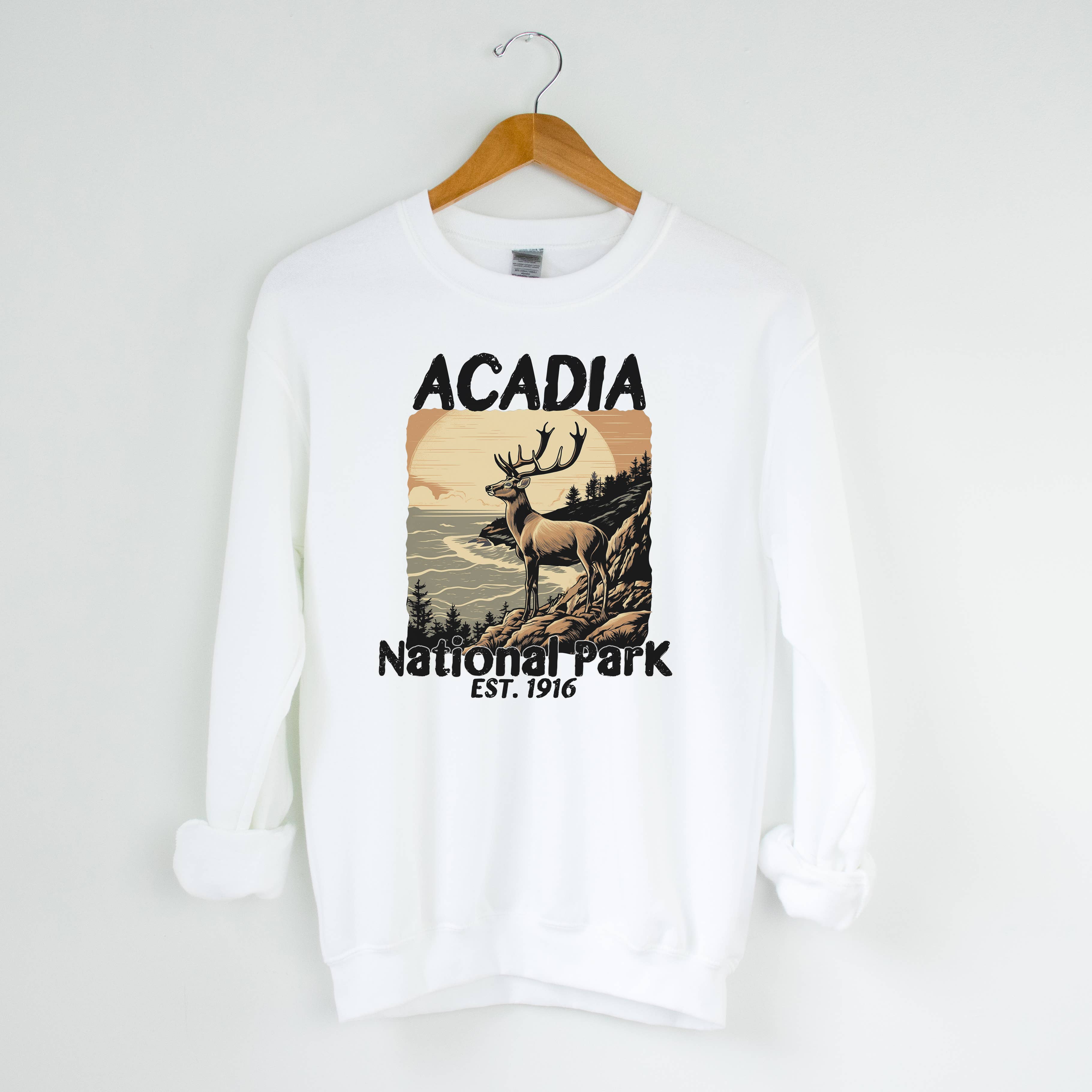Acadia White Sweatshirt | National Park |Sizes S-2XL T-Shirts, Hoodie | PodTeesHub.com