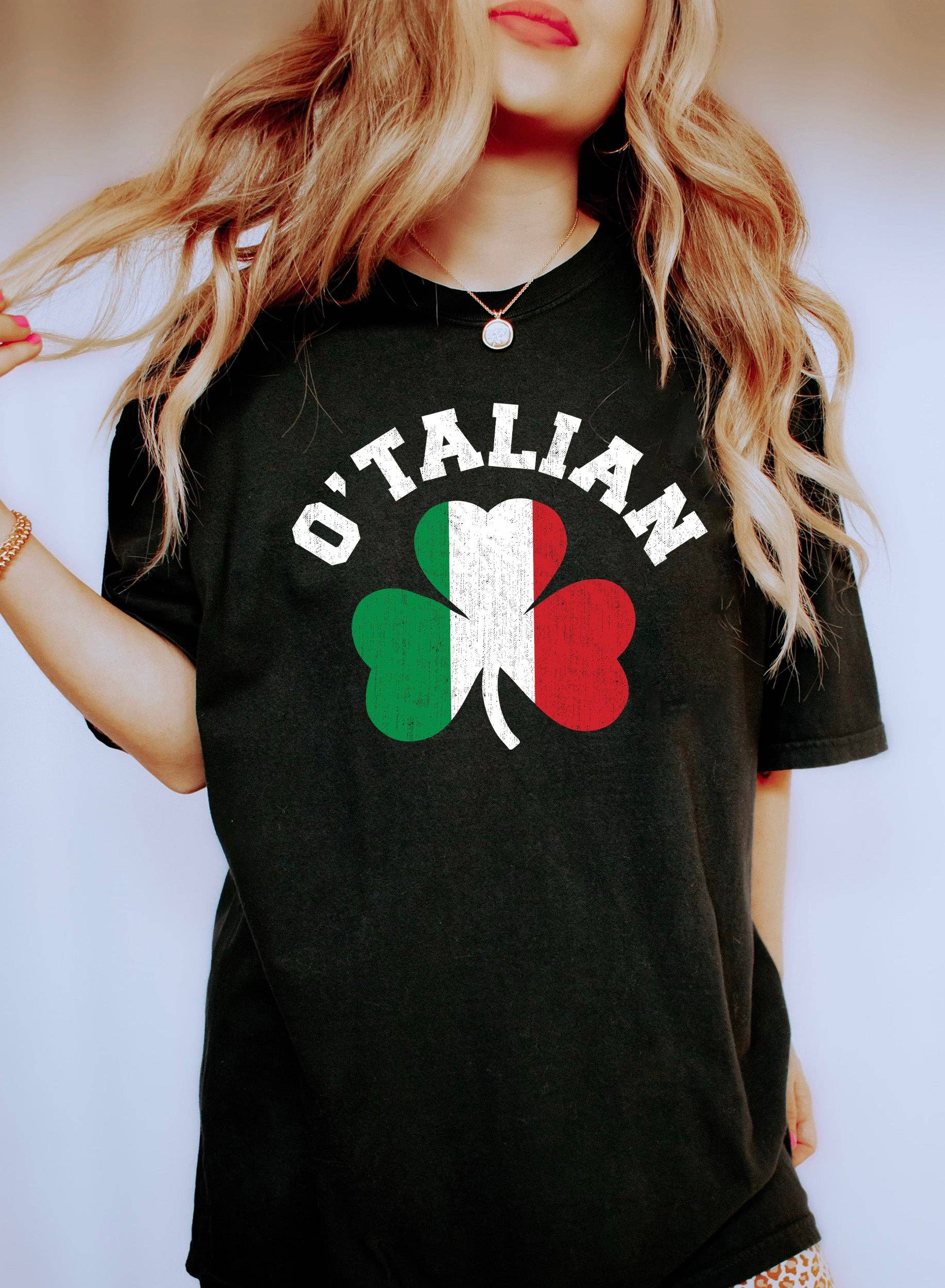 O'talian Clover with Italian Flag T-Shirt Hoodie, Sweatshirt | PodTeesHub.com
