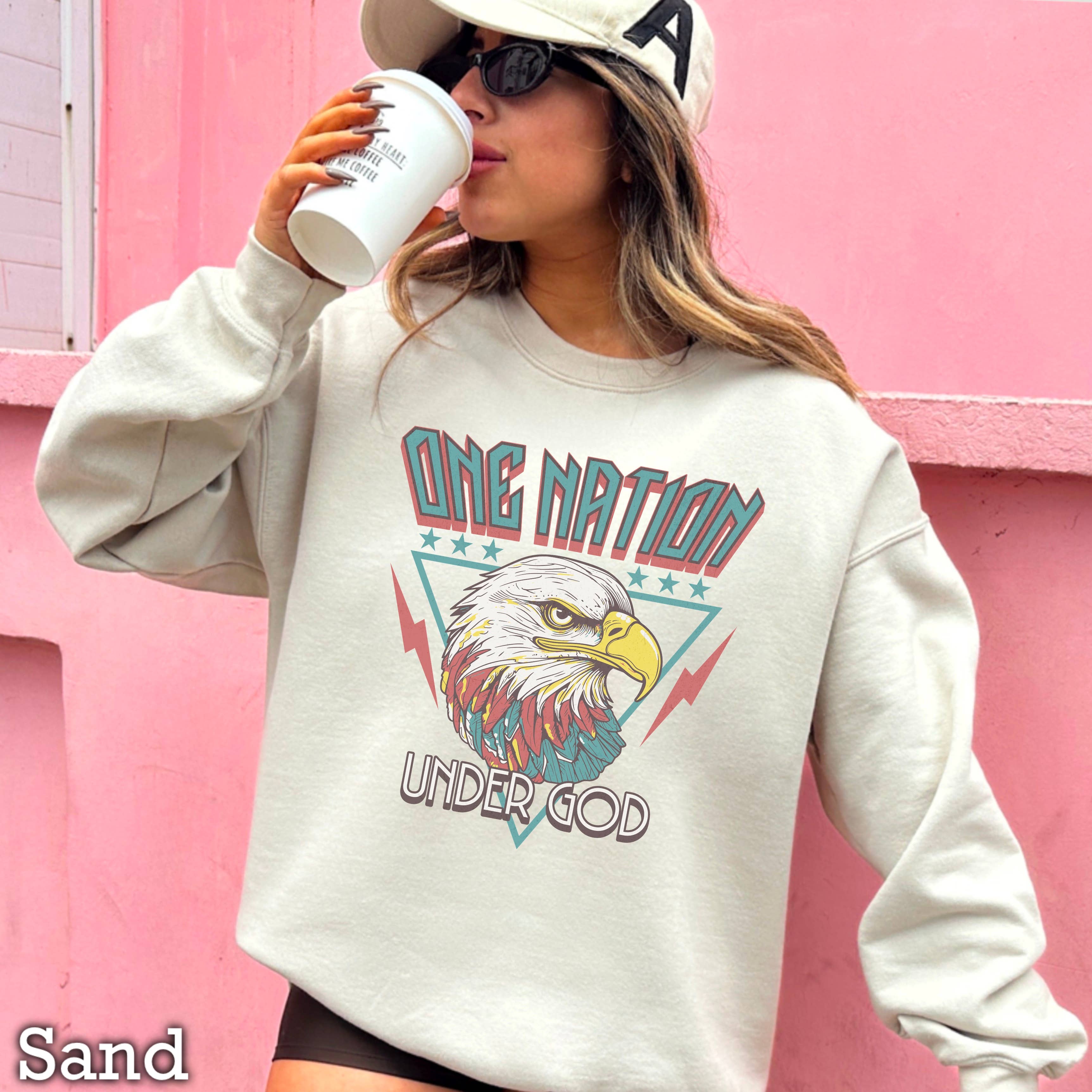 One Nation Under God  | July 4th Patriotic Sweatshirt T-Shirts, Hoodie | PodTeesHub.com