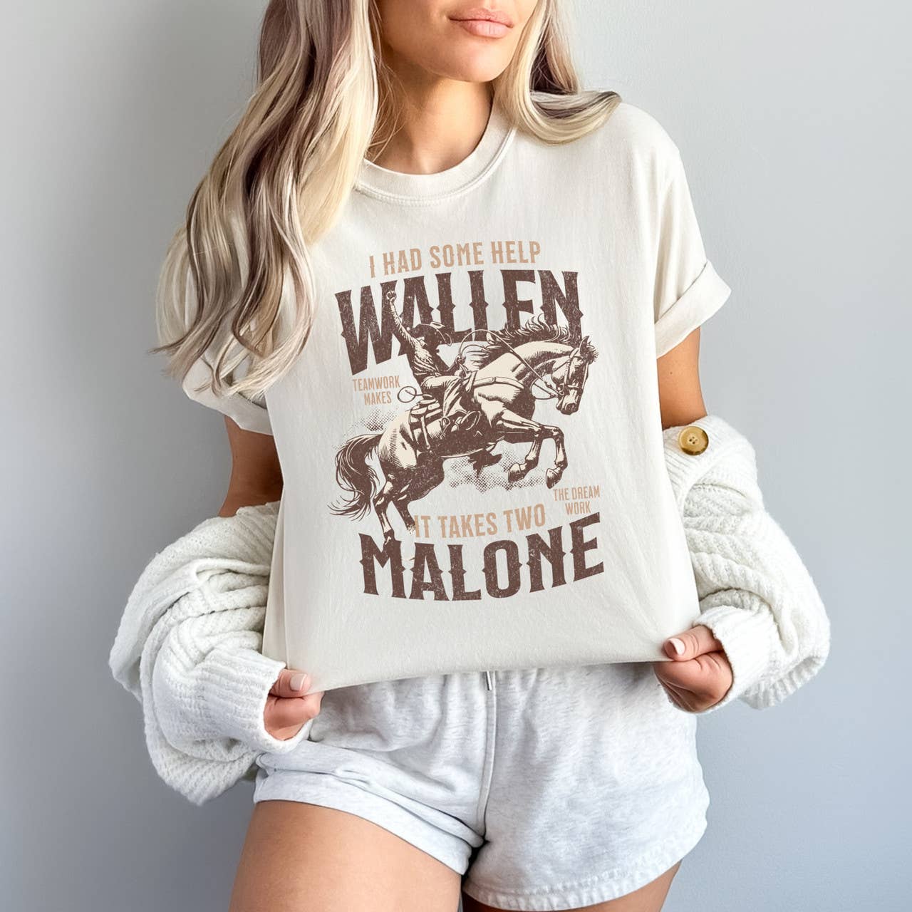 I Had Some Help Cowboy Pigment Dyed Tee Hoodie, Sweatshirt | PodTeesHub.com