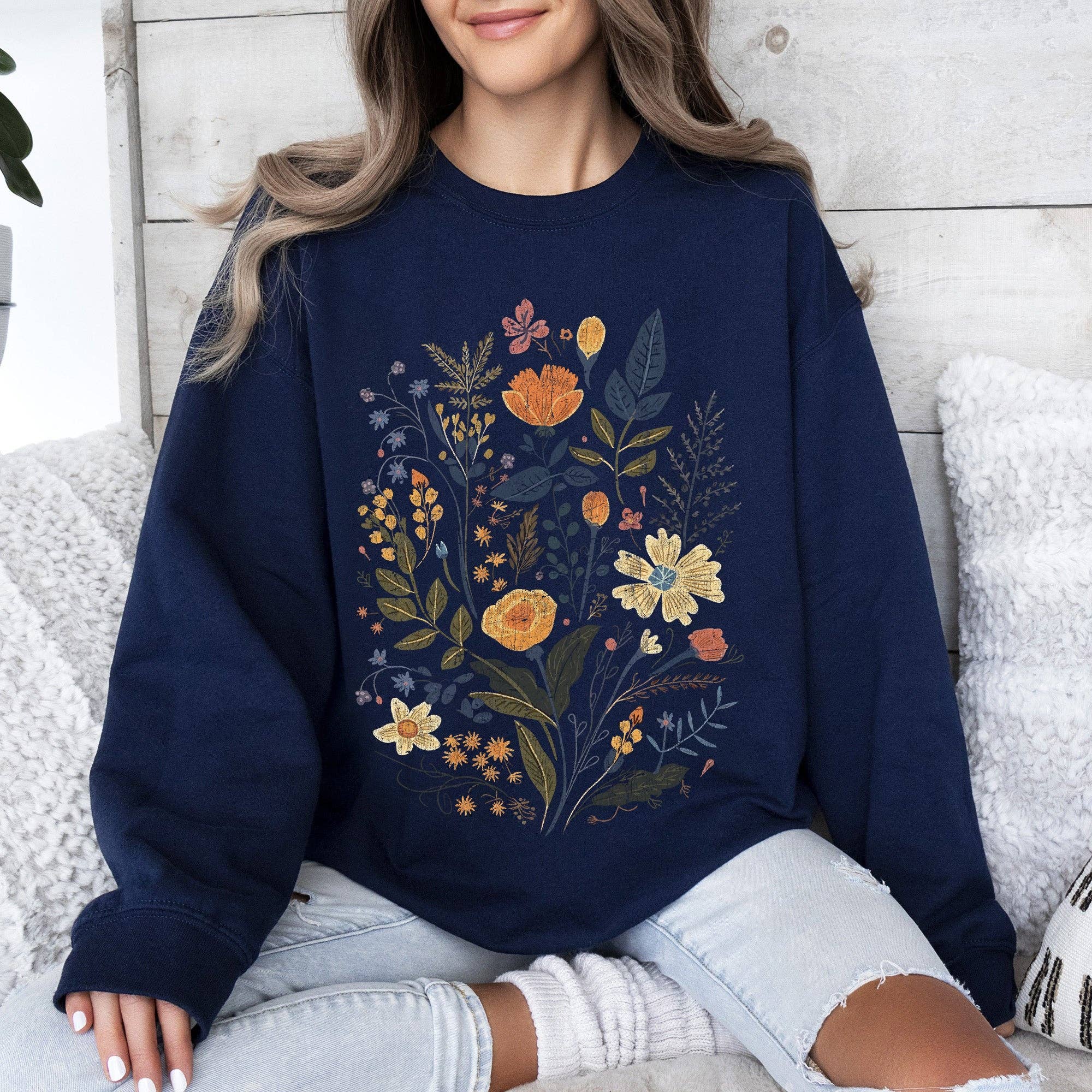 Meadow Magic Soft Floral Print Sweatshirt T-Shirts, Hoodie | PodTeesHub.com