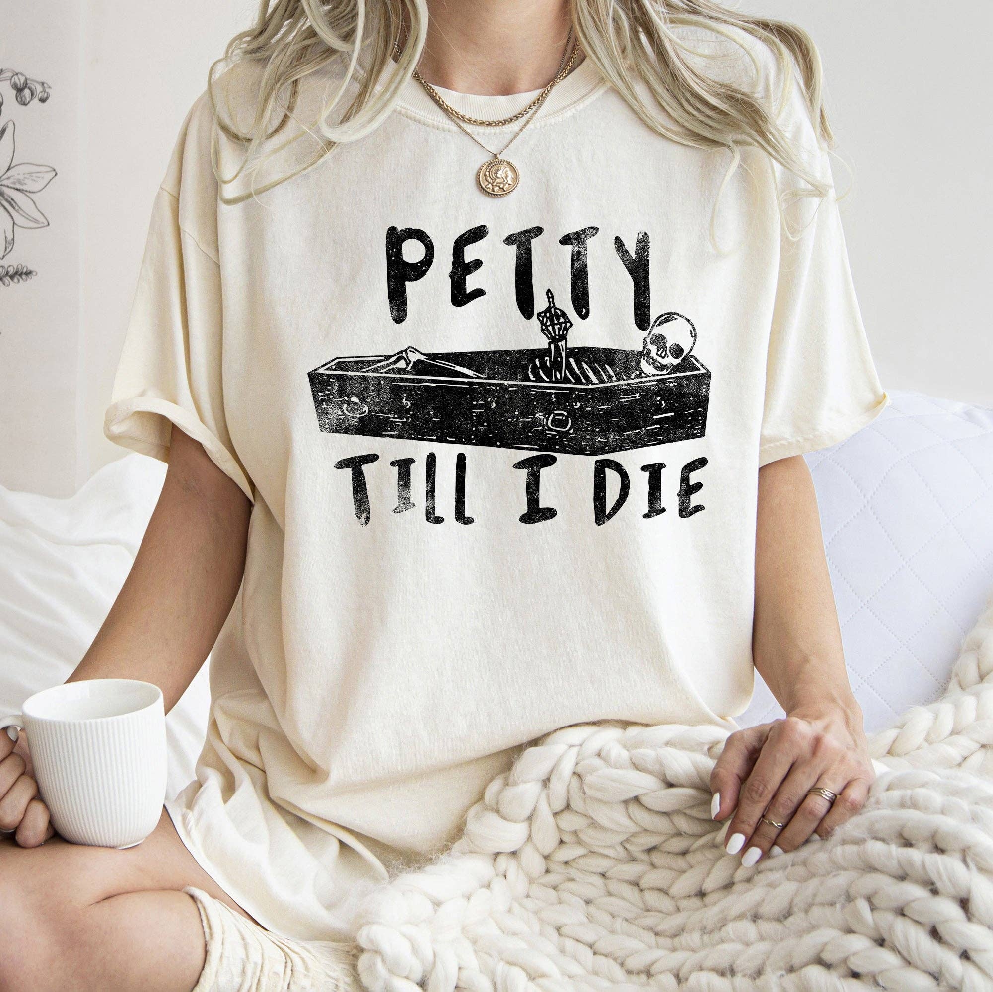 Petty Till I Die Retro Halloween T-Shirt Black Print Hoodie, Sweatshirt | PodTeesHub.com