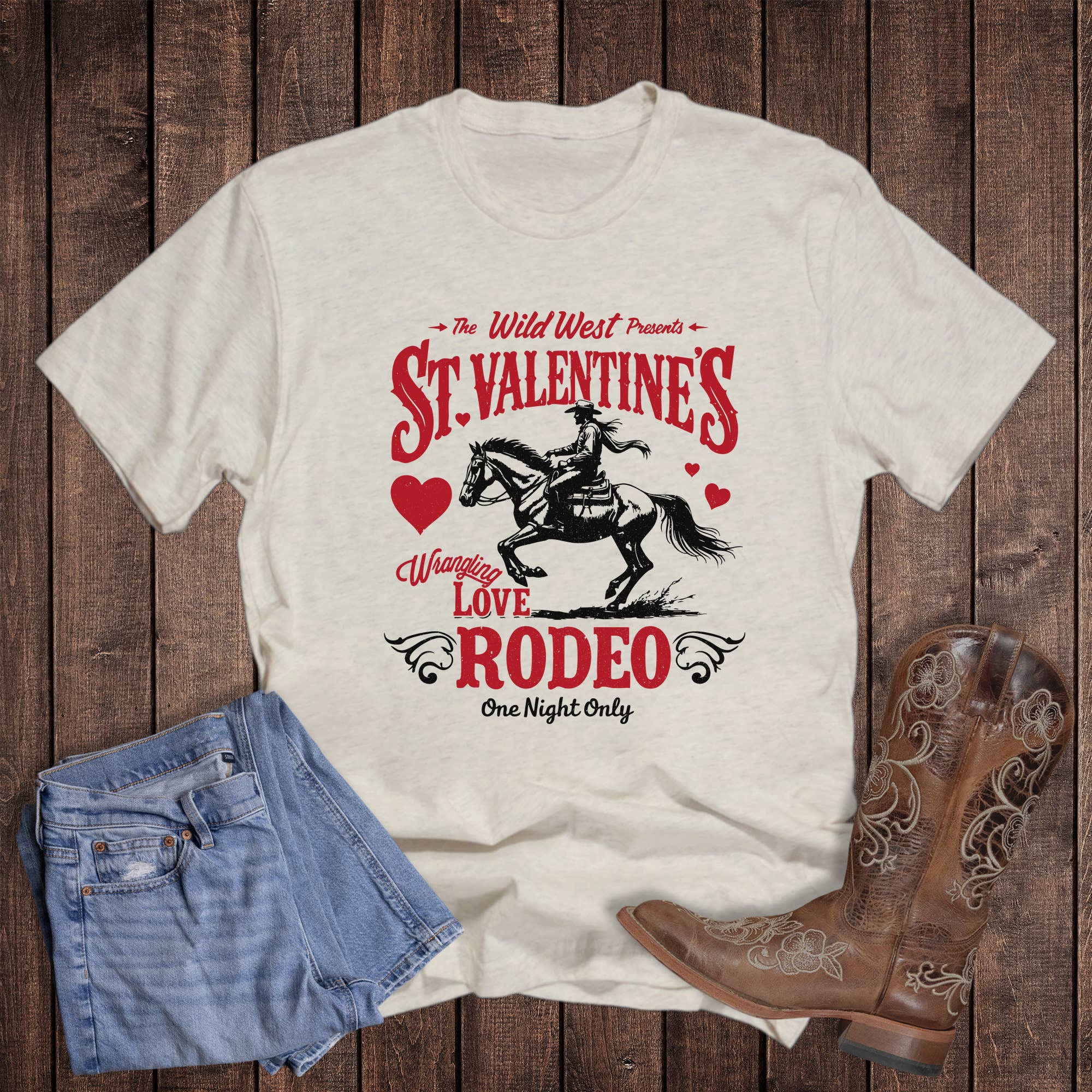 Valentines Western Wrangling Love Rodeo Graphic Tee Hoodie, Sweatshirt | PodTeesHub.com
