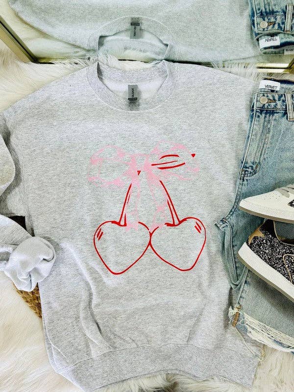 Cherry Heart Bow Sweatshirt T-Shirts, Hoodie | PodTeesHub.com