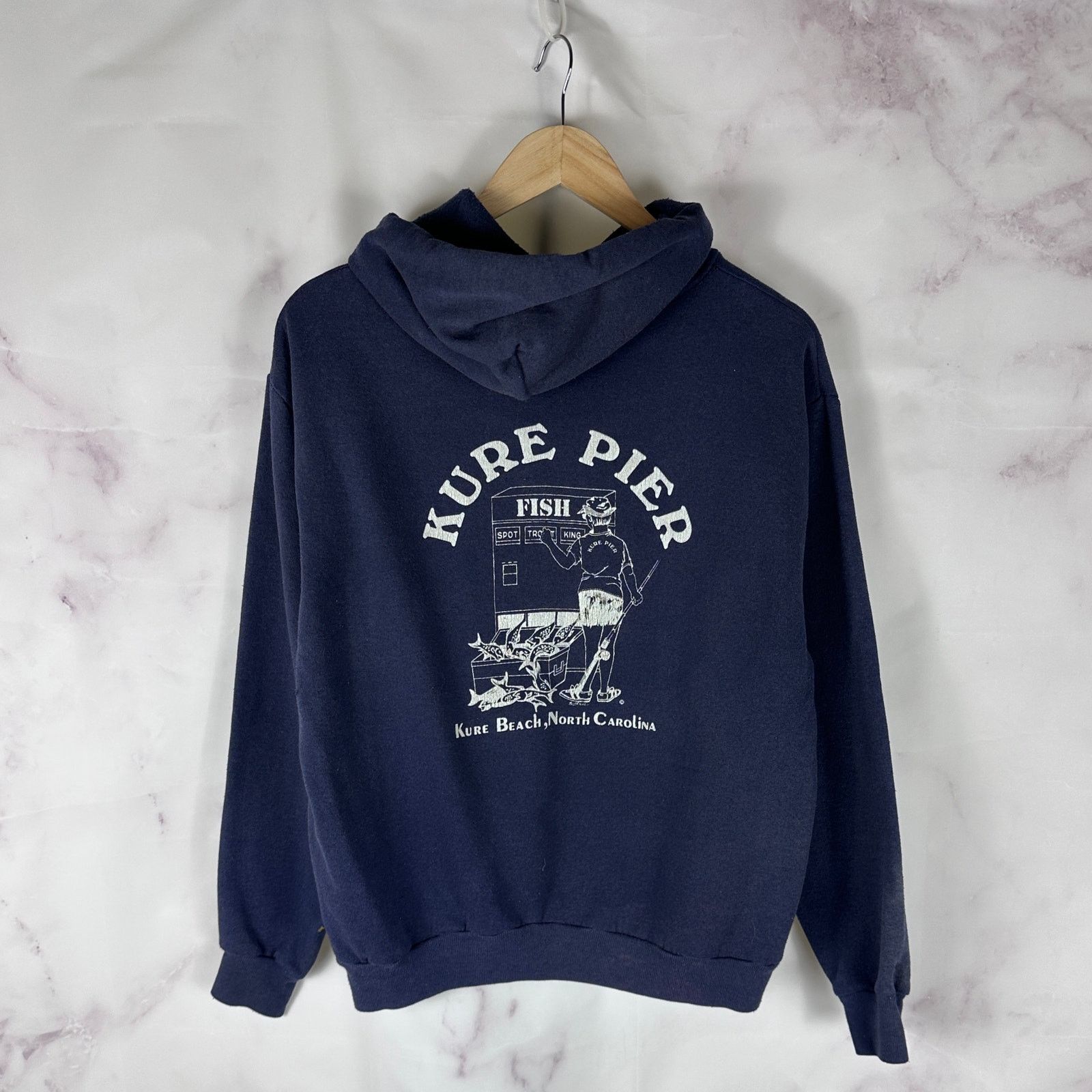 Vintage 80s Kure Beach Nc Navy Graphic Hoodie T-Shirts, Sweatshirt | PodTeesHub.com