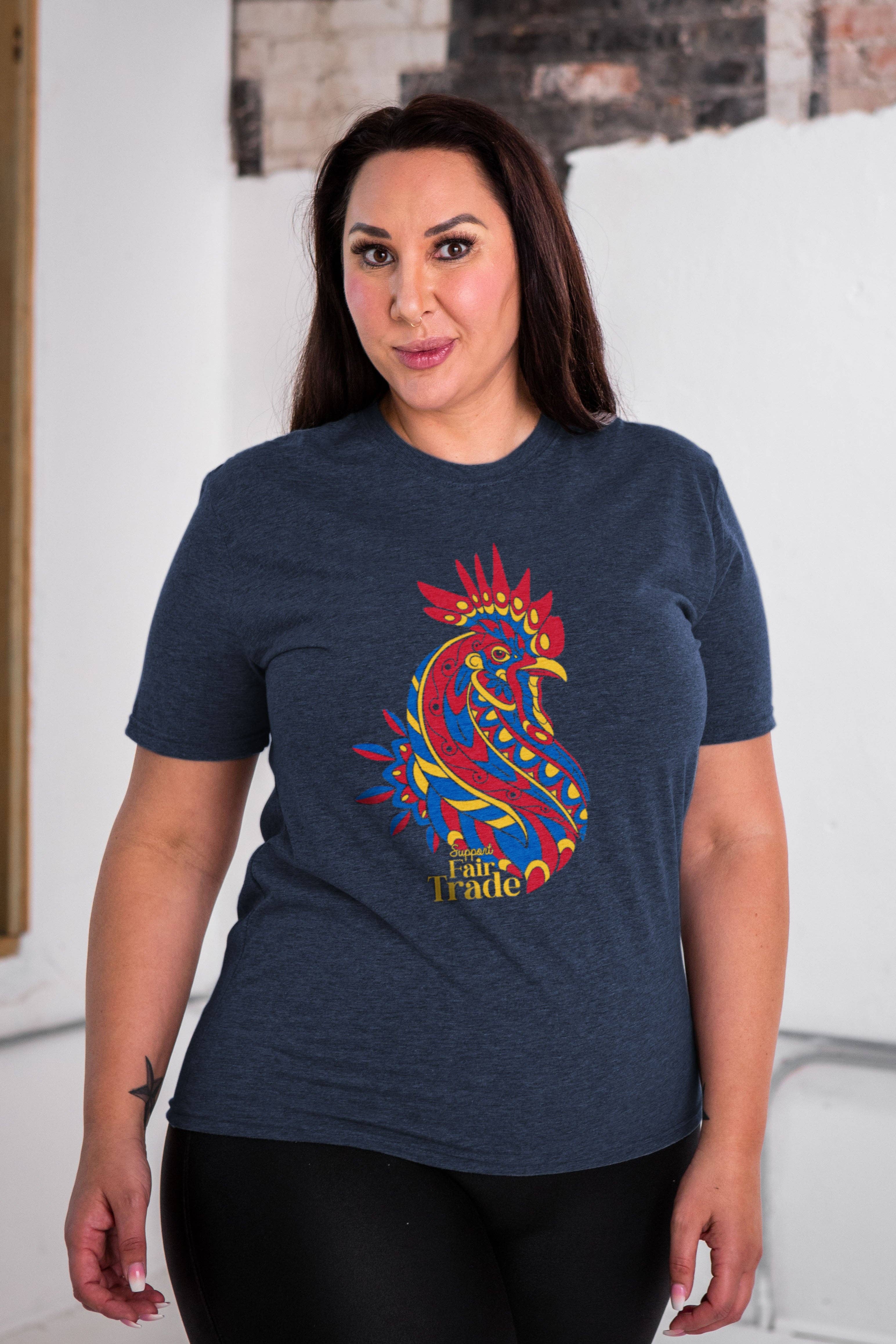Support Fair Trade Rooster Unisex Eco-Triblend Tee Hoodie, Sweatshirt | PodTeesHub.com