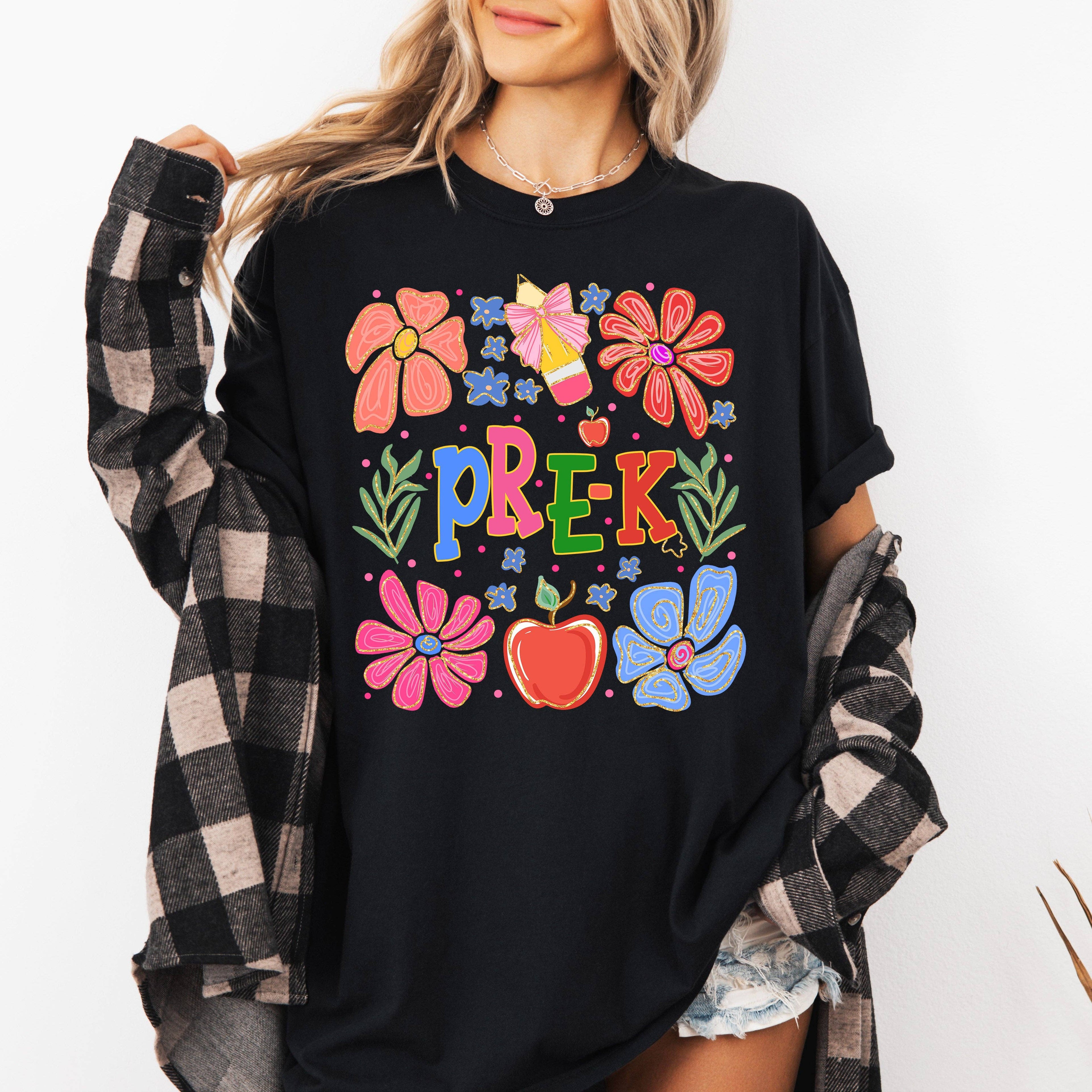 Pre-K, Boho, Teacher, Back To School, Floral, T-Shirt Hoodie, Sweatshirt | PodTeesHub.com