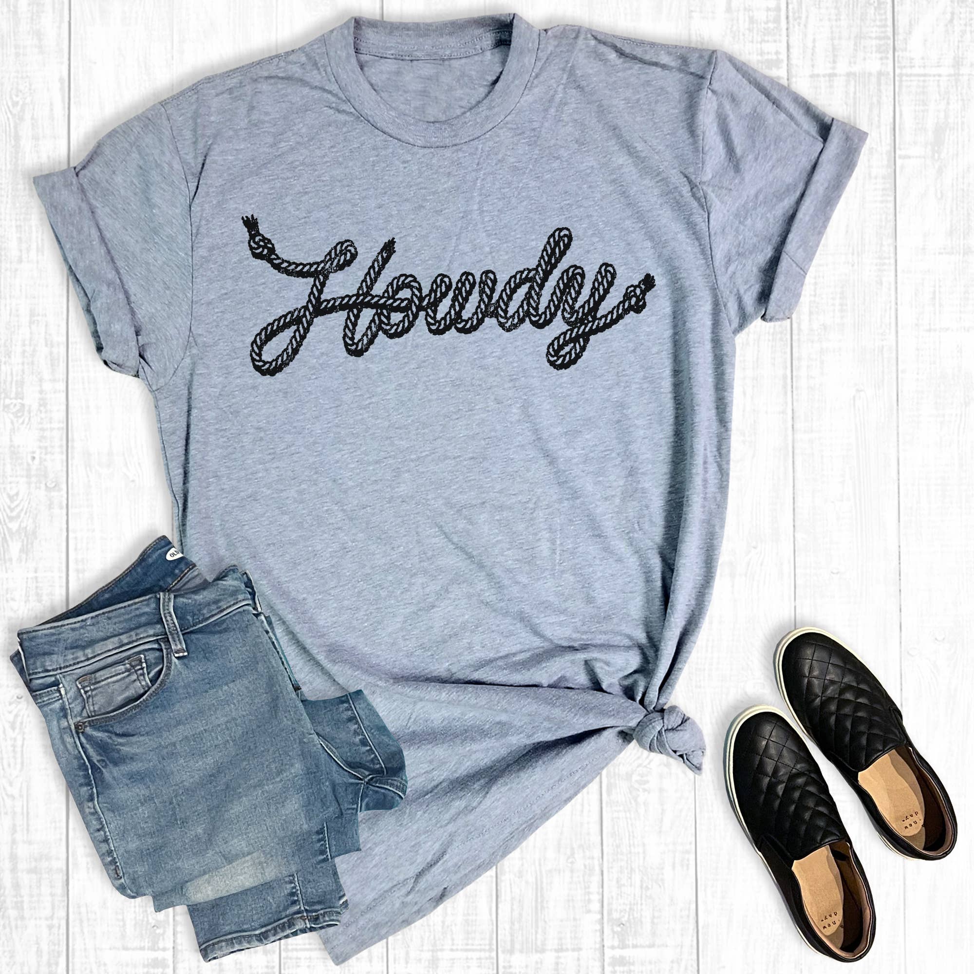 Western Rope Howdy Graphic Tee Hoodie, Sweatshirt | PodTeesHub.com