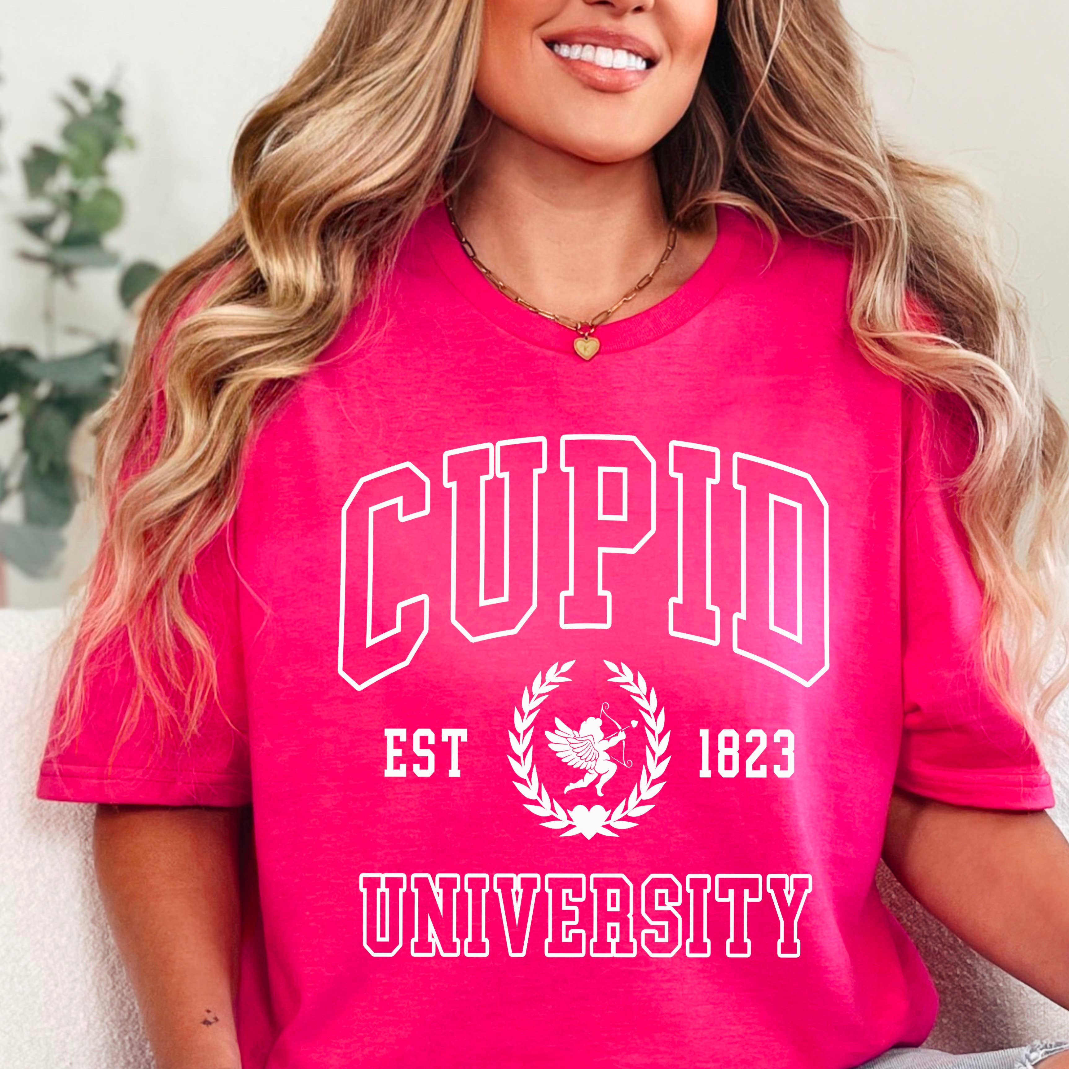 Cupid University Valentine’S Day Graphic T-Shirt | Gildan Hoodie, Sweatshirt | PodTeesHub.com