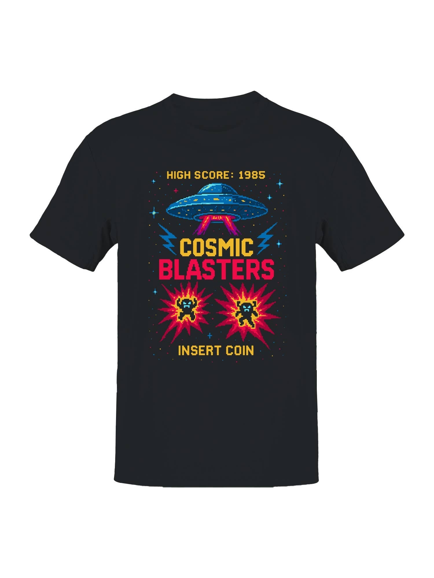 Cosmic Blasters Retro Arcade Art Men's T-Shirt Hoodie, Sweatshirt | PodTeesHub.com