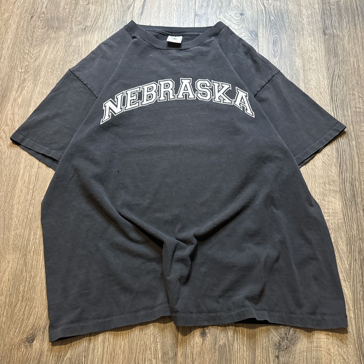Vintage 90s Nebraska Faded Boxy Raf Simons Style Black Tee Size Xl Hoodie, Sweatshirt | PodTeesHub.com