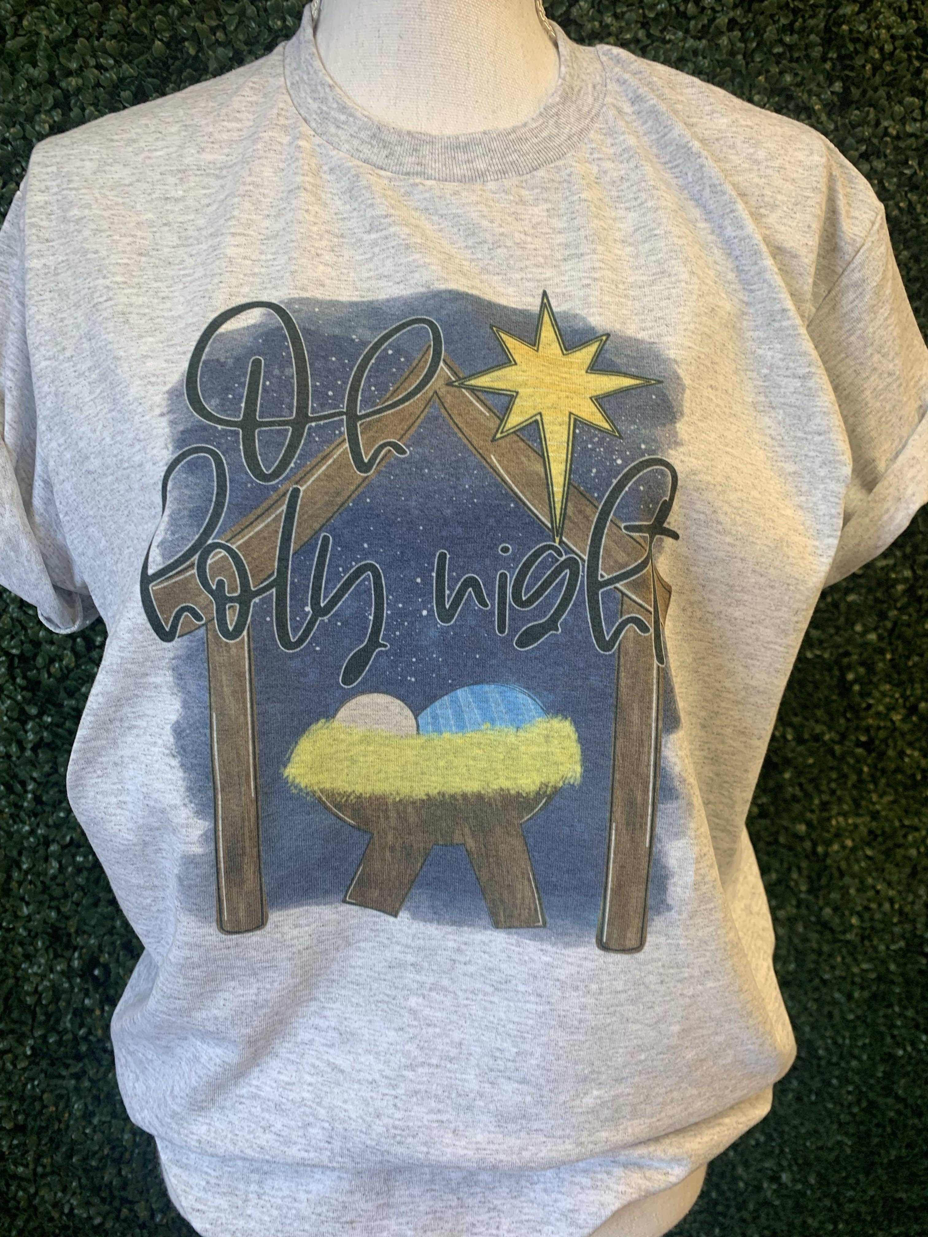 Oh Holy Night On Ash Gray Tee Hoodie, Sweatshirt | PodTeesHub.com